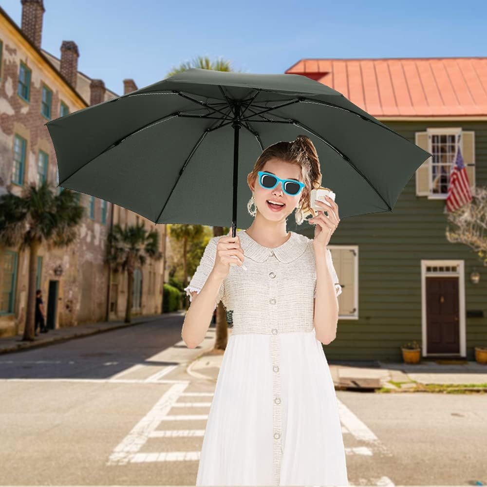 LANBRELLA Compact Reverse Folding Umbrella - Auto Open Windproof Travel Umbrella for Men & Women - Perfect for Commuting, Walking Dogs, and Outdoor Activities