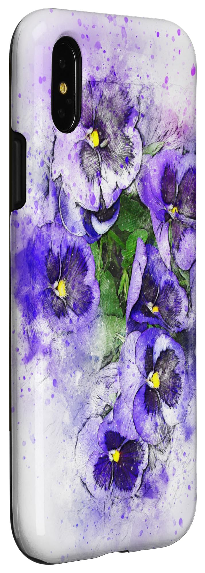iPhone X/XS Purple Pansy Flower Phone Case - Floral Art Design, Shockproof Protective Cover - Perfect for Gardening Enthusiasts & Nature Lovers (Compatible with iPhone X/XS)