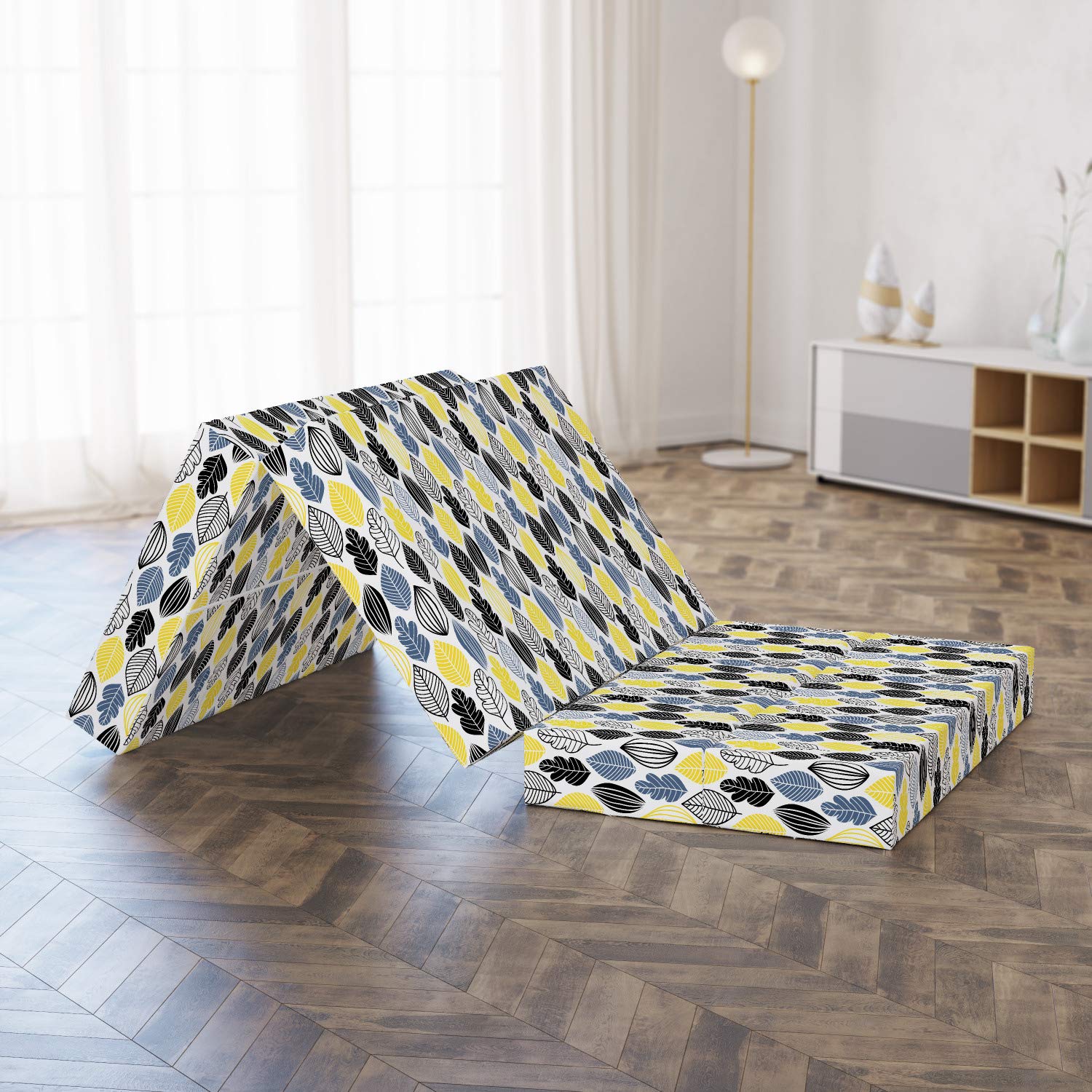 Ambesonne Autumn Foldable Mattress - Abstract Leaves Design, 74.8