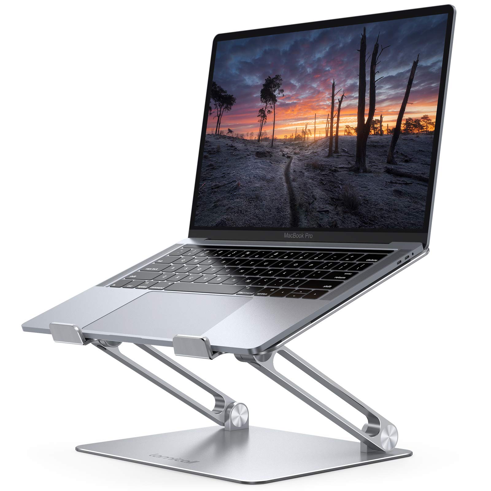 Ergonomic Adjustable Laptop Stand - Portable Aluminum Foldable Computer Riser for MacBook Air Pro, Dell XPS, HP (10-17.3'') - Silver | Perfect for Home Office, Gaming & Travel Workspaces