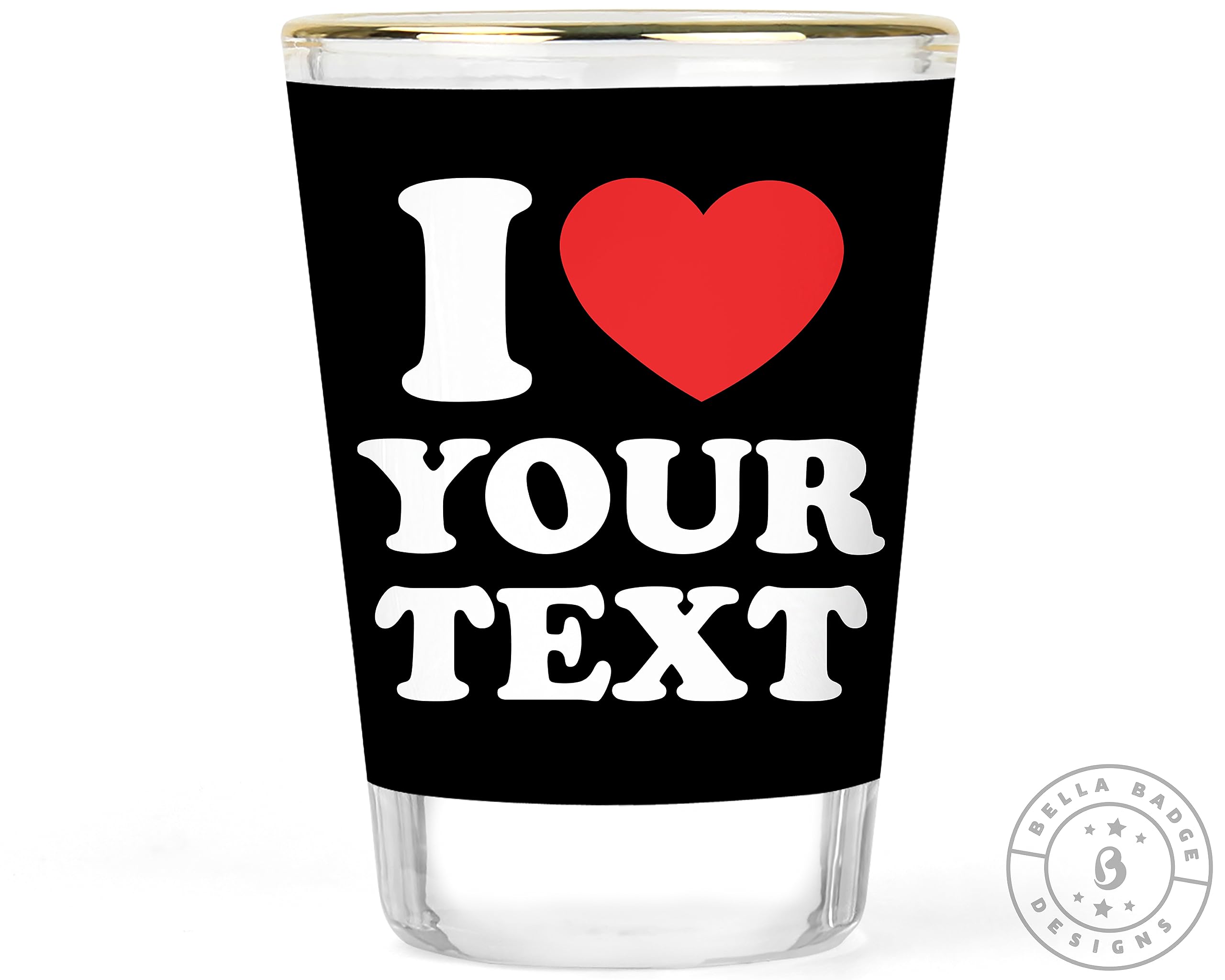 Personalized I Heart Shot Glass - Custom Engraved Gift for Wife, Husband, Dad, Mom, Girlfriend & Boyfriend - Unique Wedding, Anniversary & Birthday Present - Barware for Parties & Special Occasions