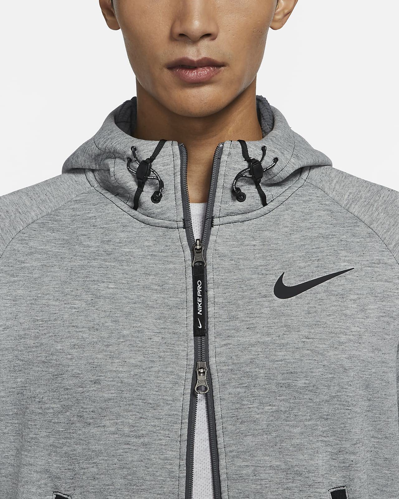 Nike Pro Men’s Therma Fleece Sphere Max Jacket - Grey, Large Size | Winter Running & Training Jacket for Cold Weather Workouts