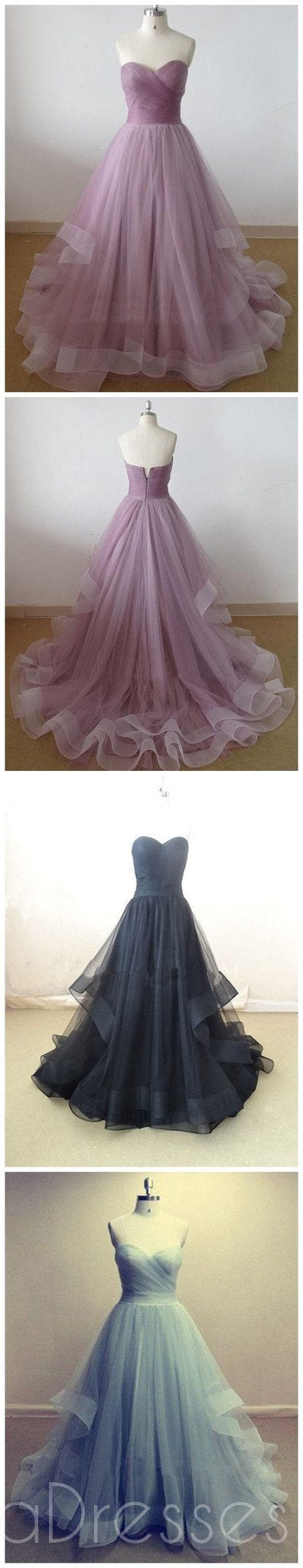 Lilac Sweetheart A-Line Prom Dress with Long Organza Skirt | Elegant Evening Gown for Homecoming, Formal Parties & Special Occasions | PD0125