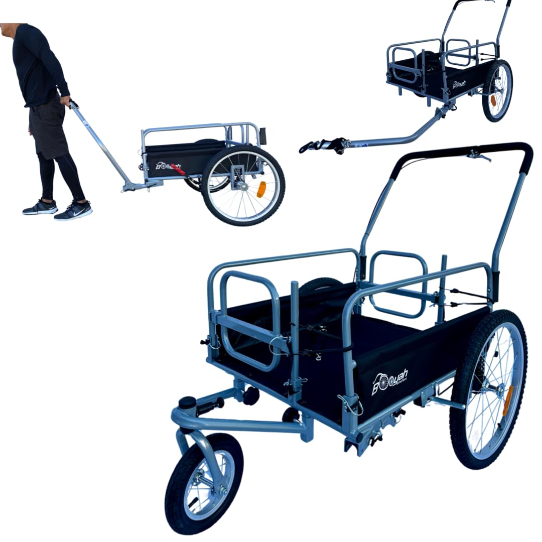 Booyah’s All-Terrain Cargo Stroller & Bike Trailer - Heavy Duty Suspension for Beach, Sports, and Outdoor Adventures - Perfect for Family Outings, Grocery Hauling, and Active Lifestyles