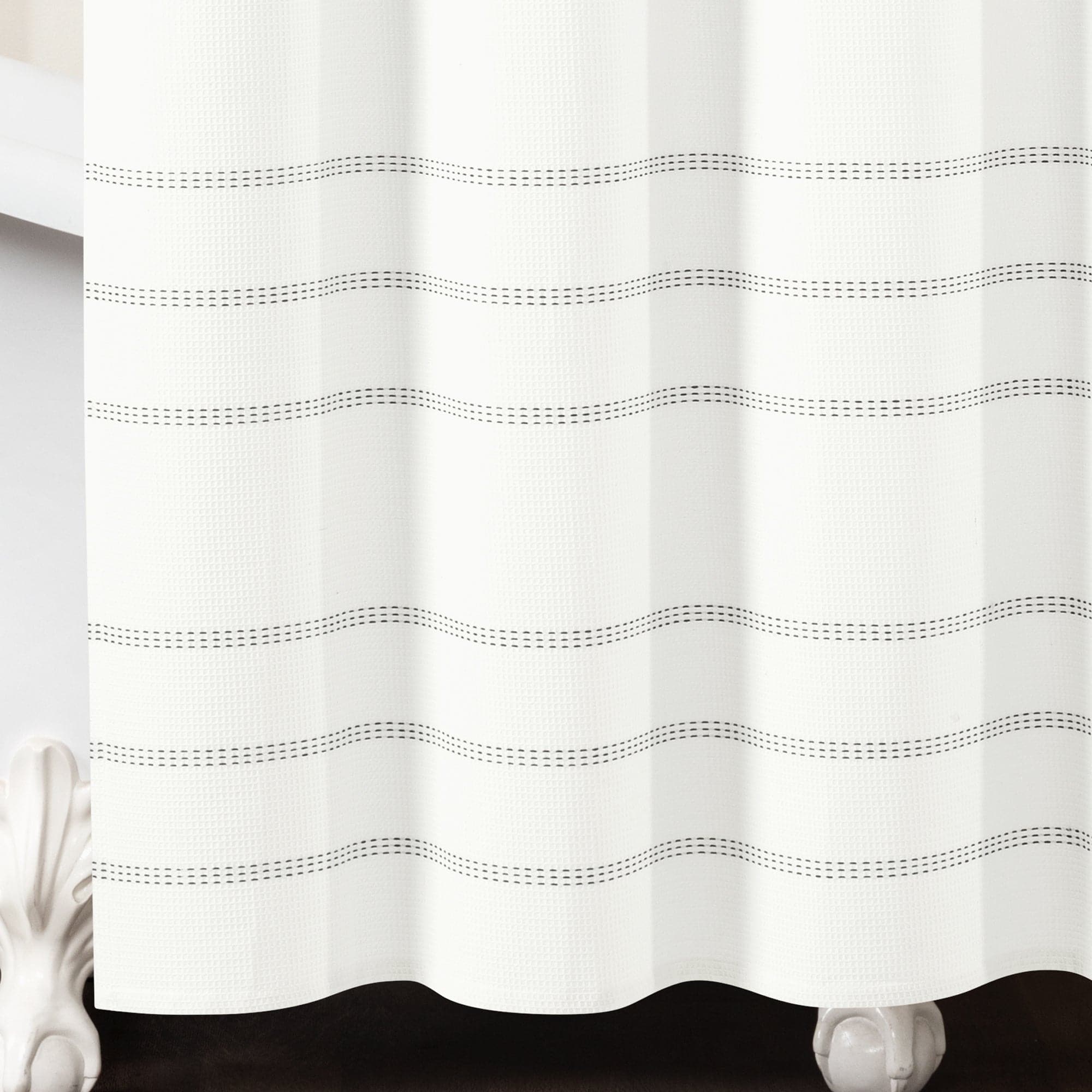 Modern Galaxy Waffle Woven Cotton Blend Shower Curtain - Waterproof Bathroom Decor for Spa-Like Shower Experience