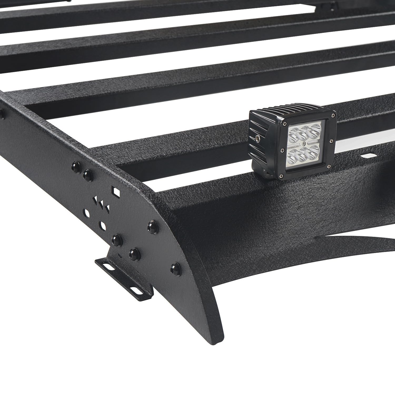 Hooke Road Steel Roof Rack Crossbars with LED Lights - Heavy Duty Cargo Carrier Basket for 2014-2021 Toyota Tundra Crewmax Pickup Truck | Perfect for Camping, Off-Roading & Outdoor Adventures