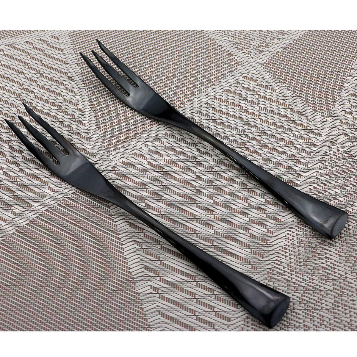 Premium 6-Piece Stainless Steel Seafood Fork Set - 18/10 Mirror Polished Black Heavy-Duty Fish Forks, Elegant Flatware for Oysters, Lobster & Crab - Perfect for Fine Dining & Seafood Restaurants