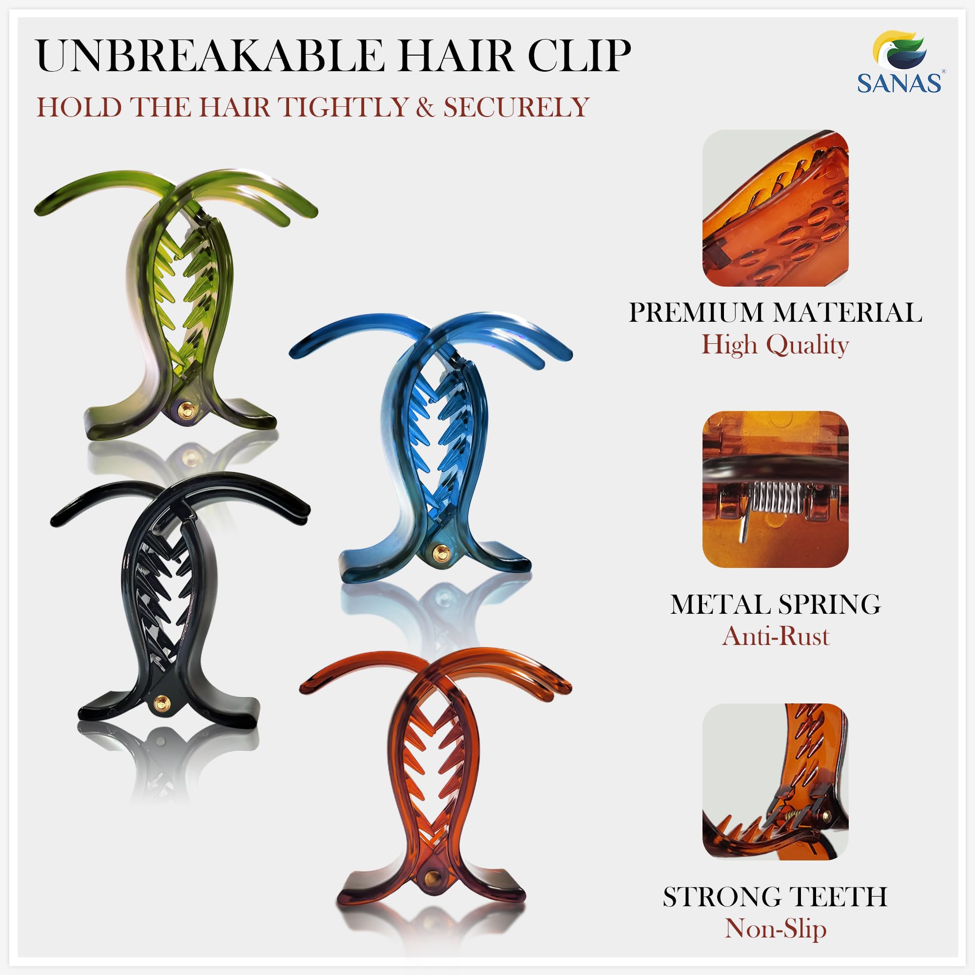4-Piece Fish Hair Clips for Women & Girls - Small 3-Prong Hair Clutchers in Multicolor (Random Colors) - Perfect for School, Parties & Everyday Hairstyles