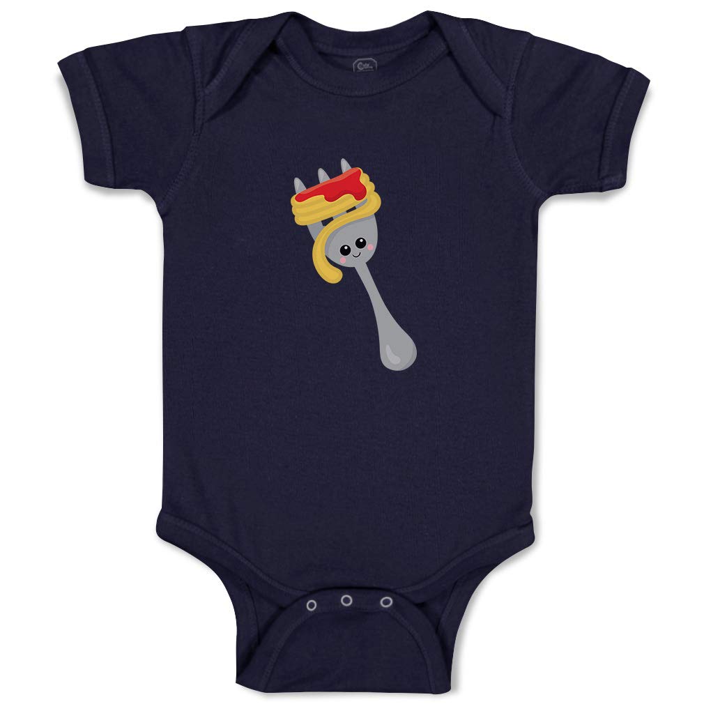 Funny Pasta Baby Bodysuit - Navy Cotton Newborn Clothes for Boys & Girls | Cute Photo Outfits