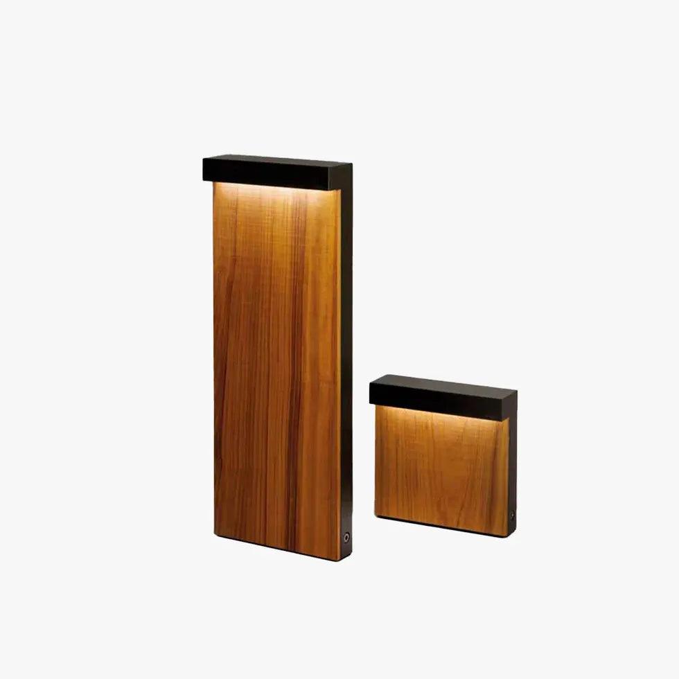 Outdoor Wood Finish Rectangular Bollard Lights - Waterproof Garden Pathway Lighting for Driveway, Walkway, and Landscape Decoration
