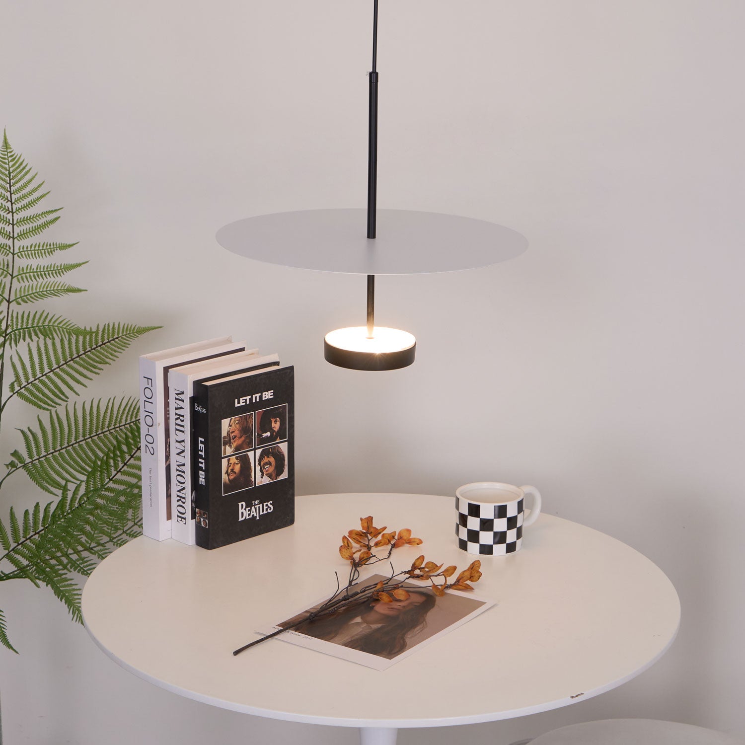 Modern Flat Pendant Light Fixture - Sleek Minimalist Ceiling Lamp for Kitchen Island, Dining Room & Bedroom Lighting - Energy Efficient LED Hanging Light with Adjustable Cord