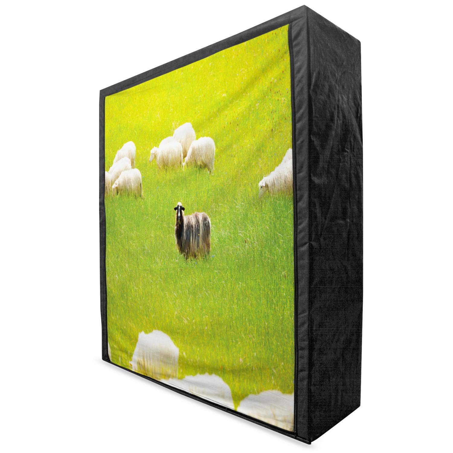 Ambesonne Portable Fabric Wardrobe - Black Sheep & White Goats Meadow Design, 59