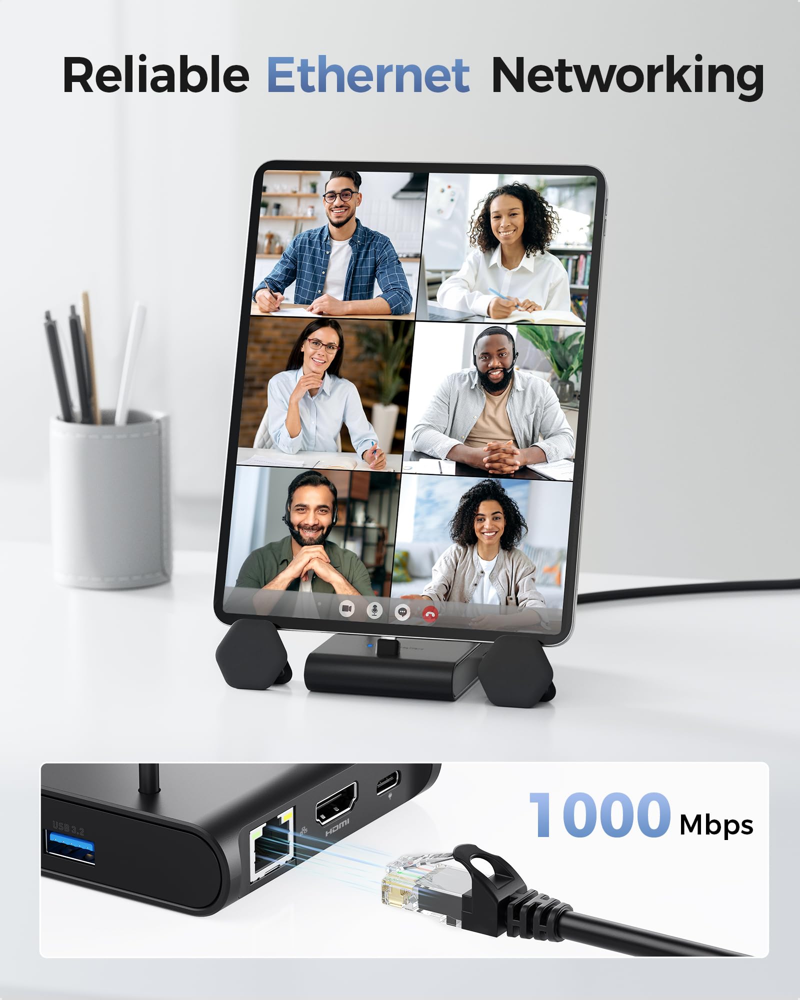 Cable Matters 5-in-1 USB C Hub for iPhone 16/15 Pro Max | HDMI 4K@60Hz, Gigabit Ethernet, USB-A 3.2, 100W PD Charging | Docking Station for iPad Pro, Galaxy S23 Ultra | Perfect for Home Office, Travel & Multi-Device Charging