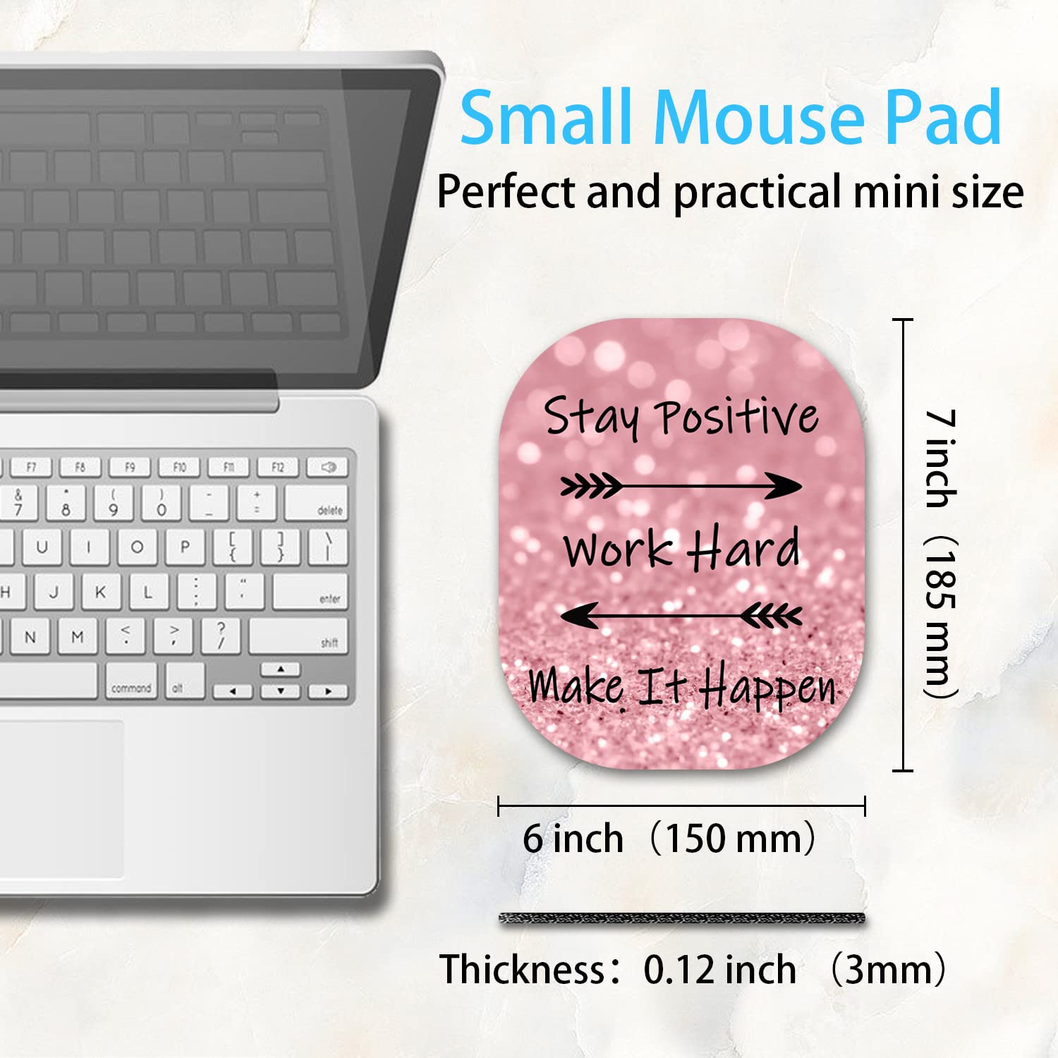 6x7 Inch Small Mouse Pad with Non-Slip Rubber Base - Waterproof Mini Mouse Mat for Laptop, Keyboard Tray & Wireless Mouse - Perfect for Home Office, Travel & Work Desk - Inspirational Quote Design
