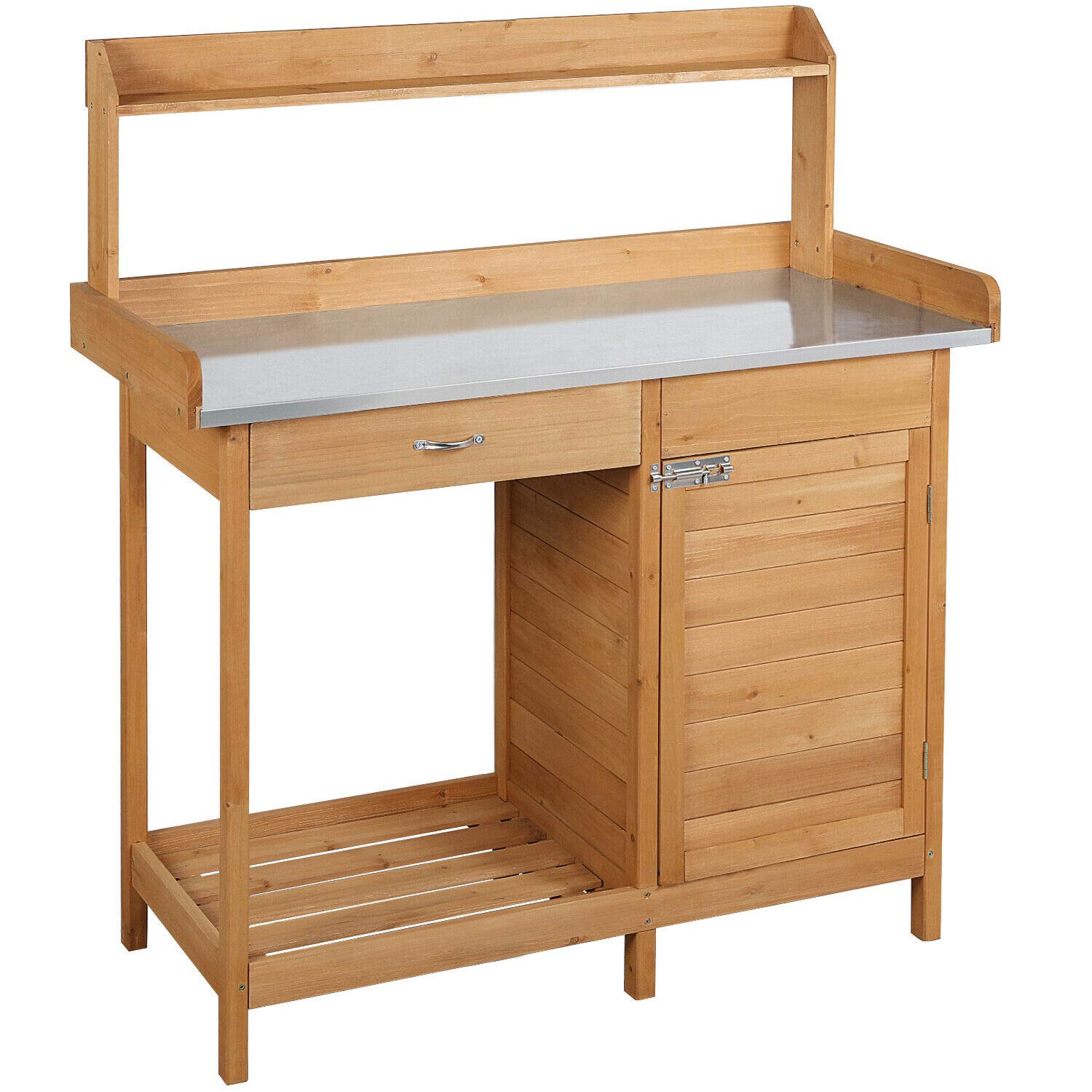 Durable Wooden Potting Bench with Storage Shelves & Cabinet - Heavy Duty Planting Work Table for Indoor & Outdoor Gardening - Perfect for Home Garden, Backyard, Patio, Greenhouse, Garage - Ideal for Potting Plants, Flowers & DIY Projects
