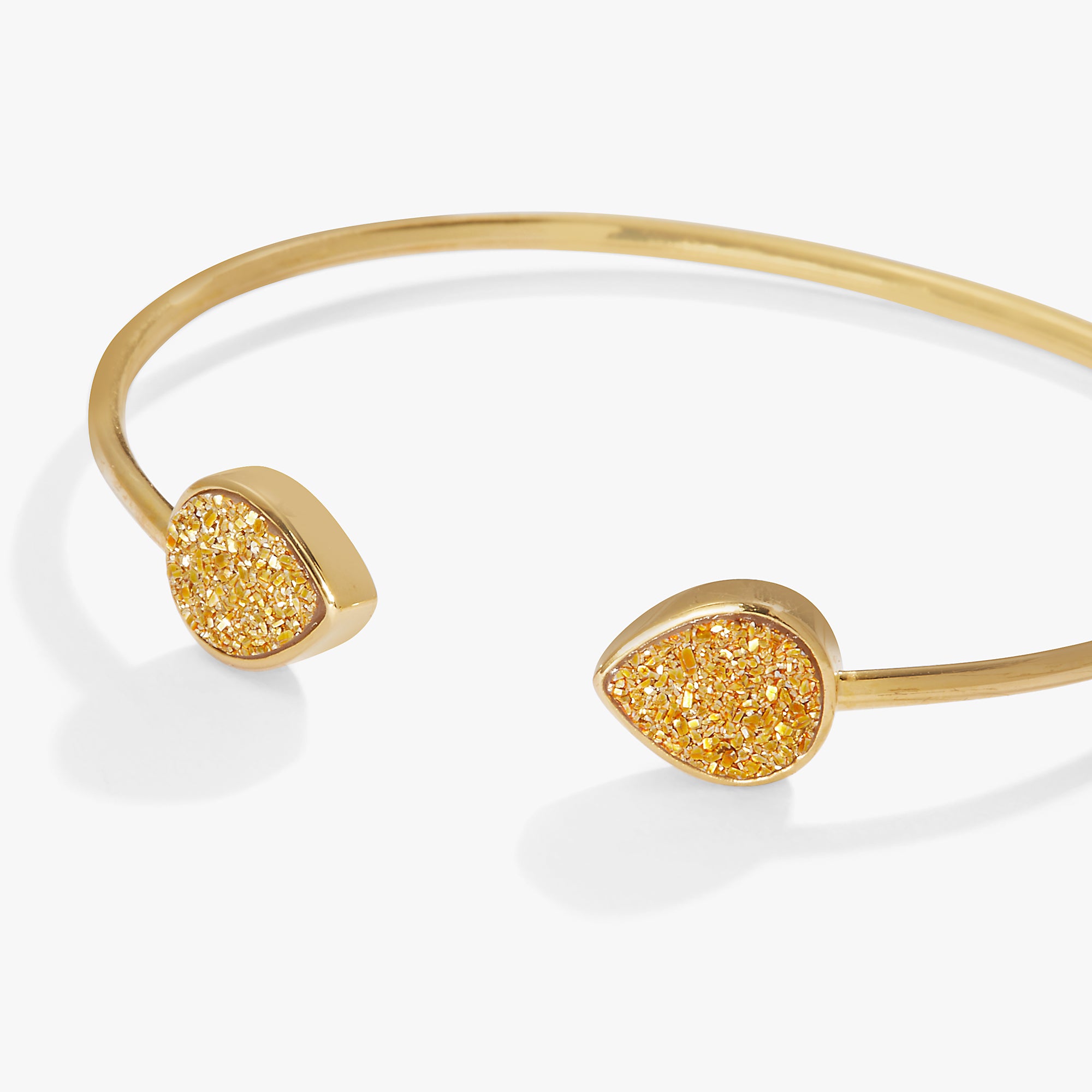 Sparkling Gold Druzy Flex Cuff Bracelet for Women - Elegant Adjustable Crystal Jewelry for Parties, Weddings & Special Occasions