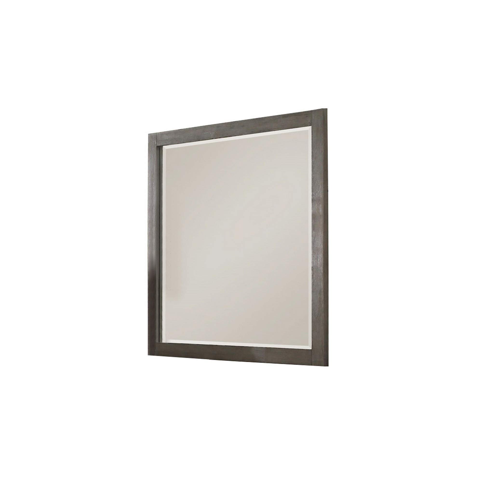 Benjara Contemporary Wooden Frame Dresser Mirror with Natural Grain Details, Gray - Perfect for Bedroom Vanity, Bathroom Decor & Modern Home Furnishing