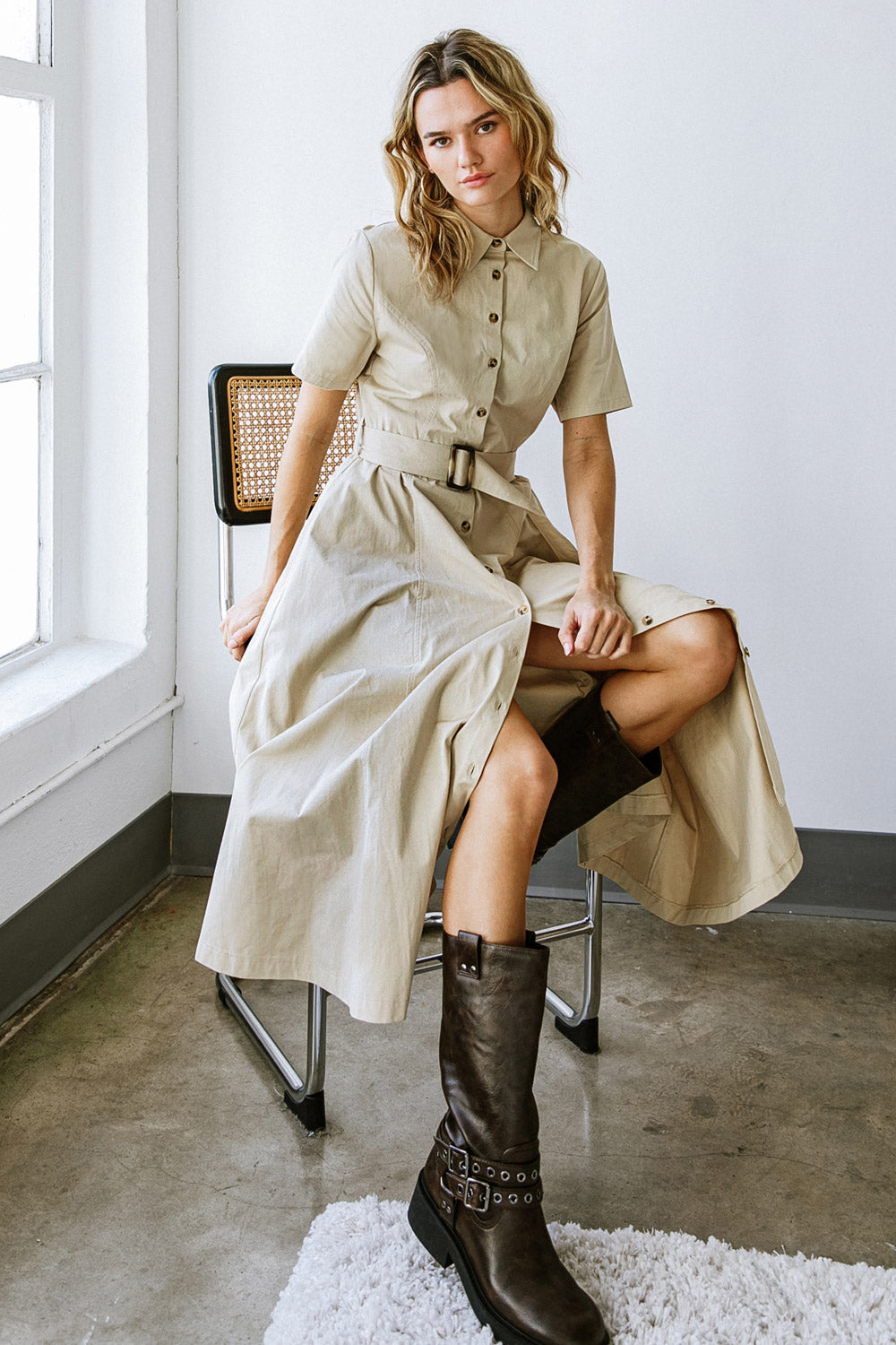 Lucky Me Button Down Dress for Women - Stylish Casual & Office Wear - Perfect for Work, Dates, and Everyday Outfits