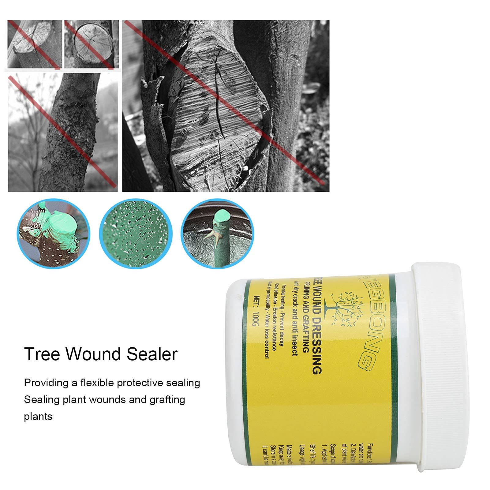 Tree Wound Healing Agent & Sealer - Easy-to-Use Grafting Compound for Rose Bushes, Shrubs & Fruit Trees | Protects & Repairs Damaged Bark | Ideal for Pruning, Grafting & Storm Damage Repair