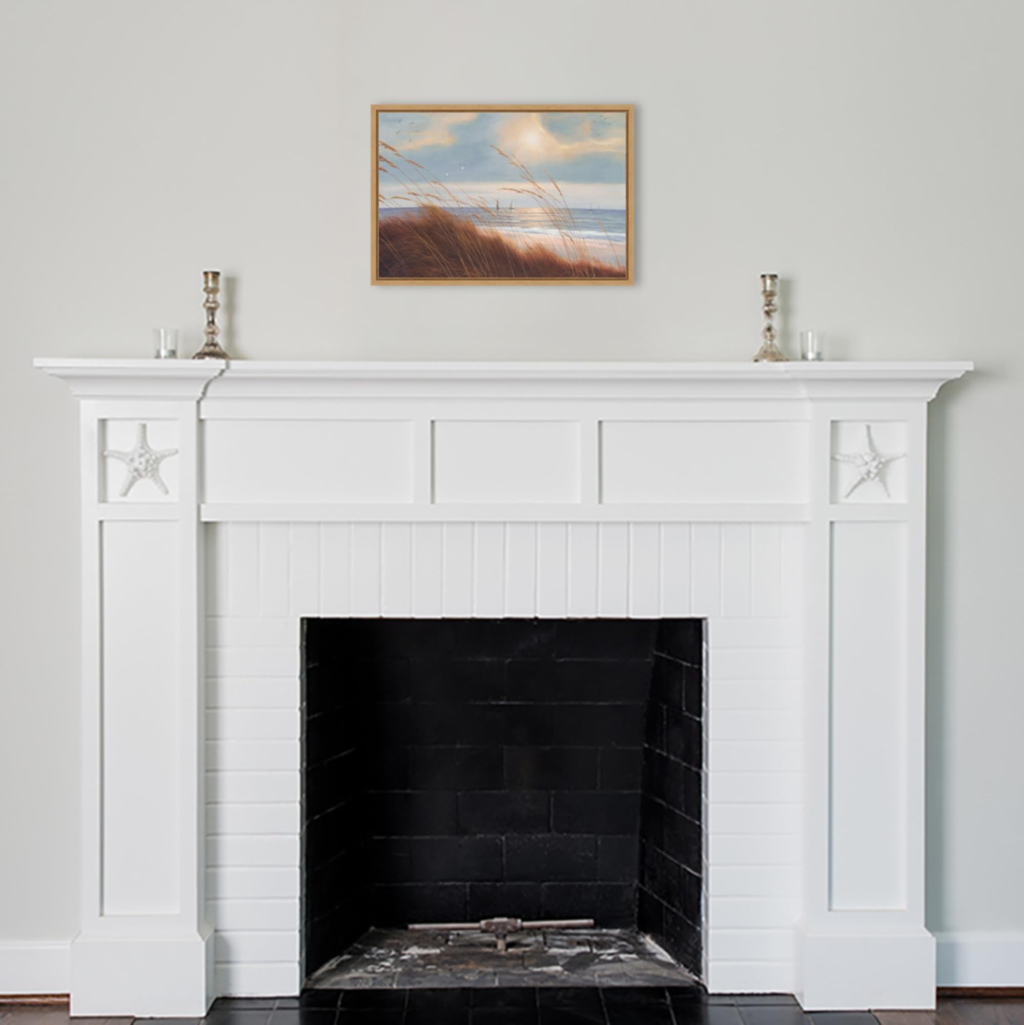 Amanti Art Framed Canvas Wall Art - 16x23 Sailboat Breezeway by Diane Romanello, Coastal Beach Painting, Modern Home Decor for Living Room, Bedroom, Bathroom & Kitchen | Perfect for Nautical & Seaside Themed Interiors