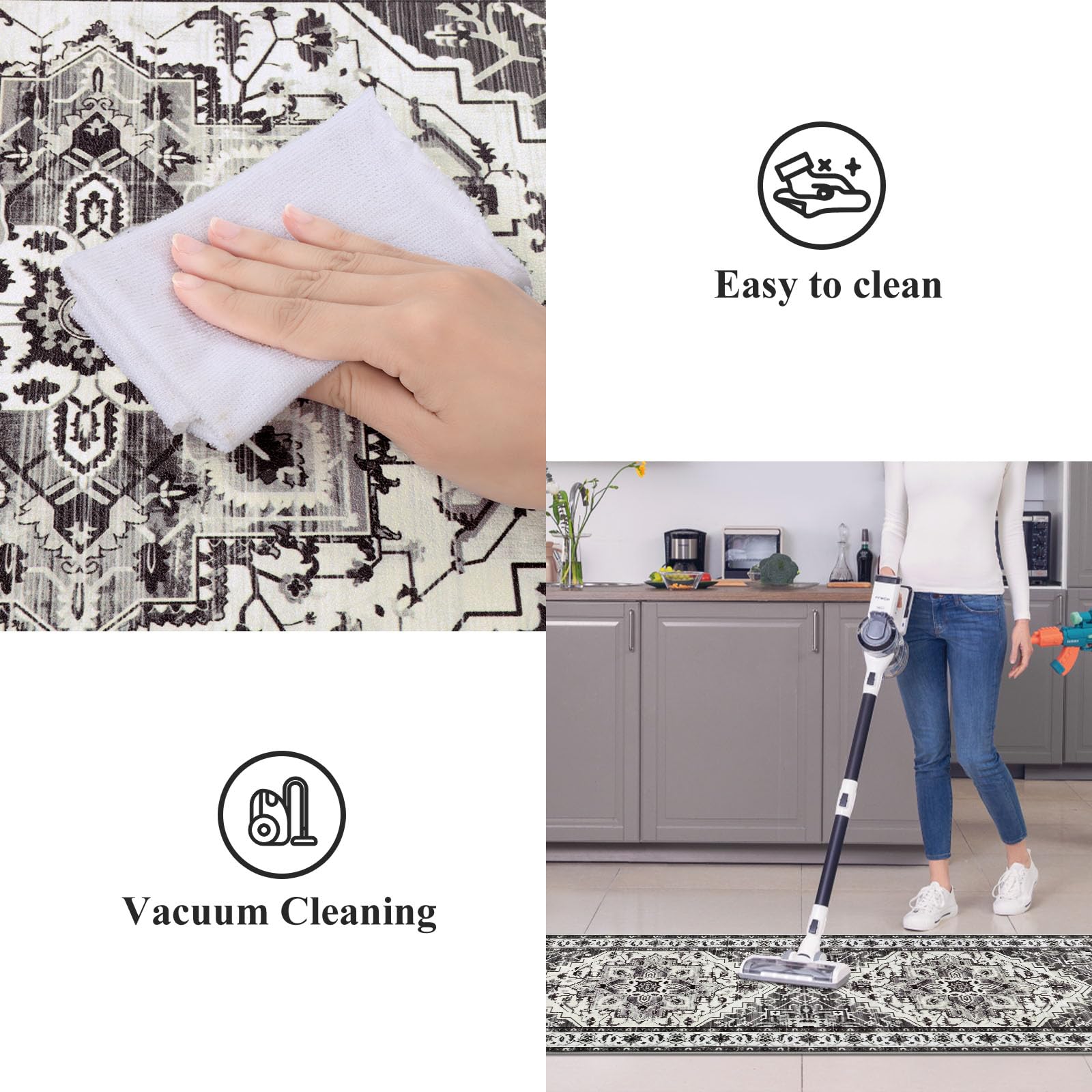3-Piece Anti-Fatigue Kitchen Rug Set - Non-Slip Waterproof Cushioned Floor Mats for Comfortable Standing - Perfect for Home Kitchen, Office, Sink & Laundry Areas