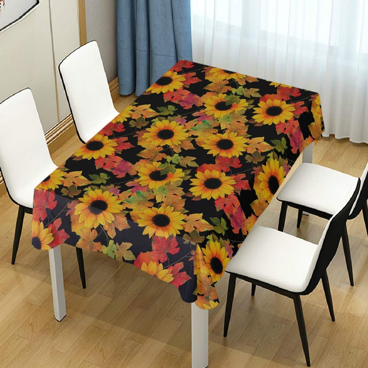 Artistic Sunflower Tablecloth 60x108 Inch Rectangle Table Cover - Waterproof & Wrinkle-Resistant for Outdoor Wedding, Party, Dining Room, Picnic, and Home Decor
