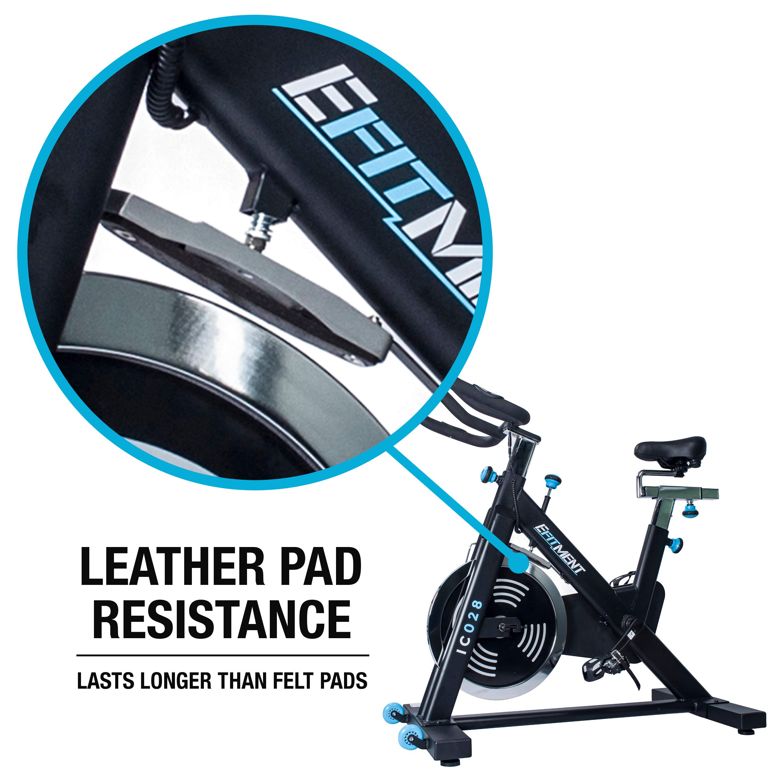 EFITMENT Pro Belt Drive Indoor Cycling Bike with 48.5 lb Heavy Flywheel, Leather Seat Pad & LCD Monitor - Perfect for Home Gym, Cardio Workouts & Spin Classes (Model IC028)