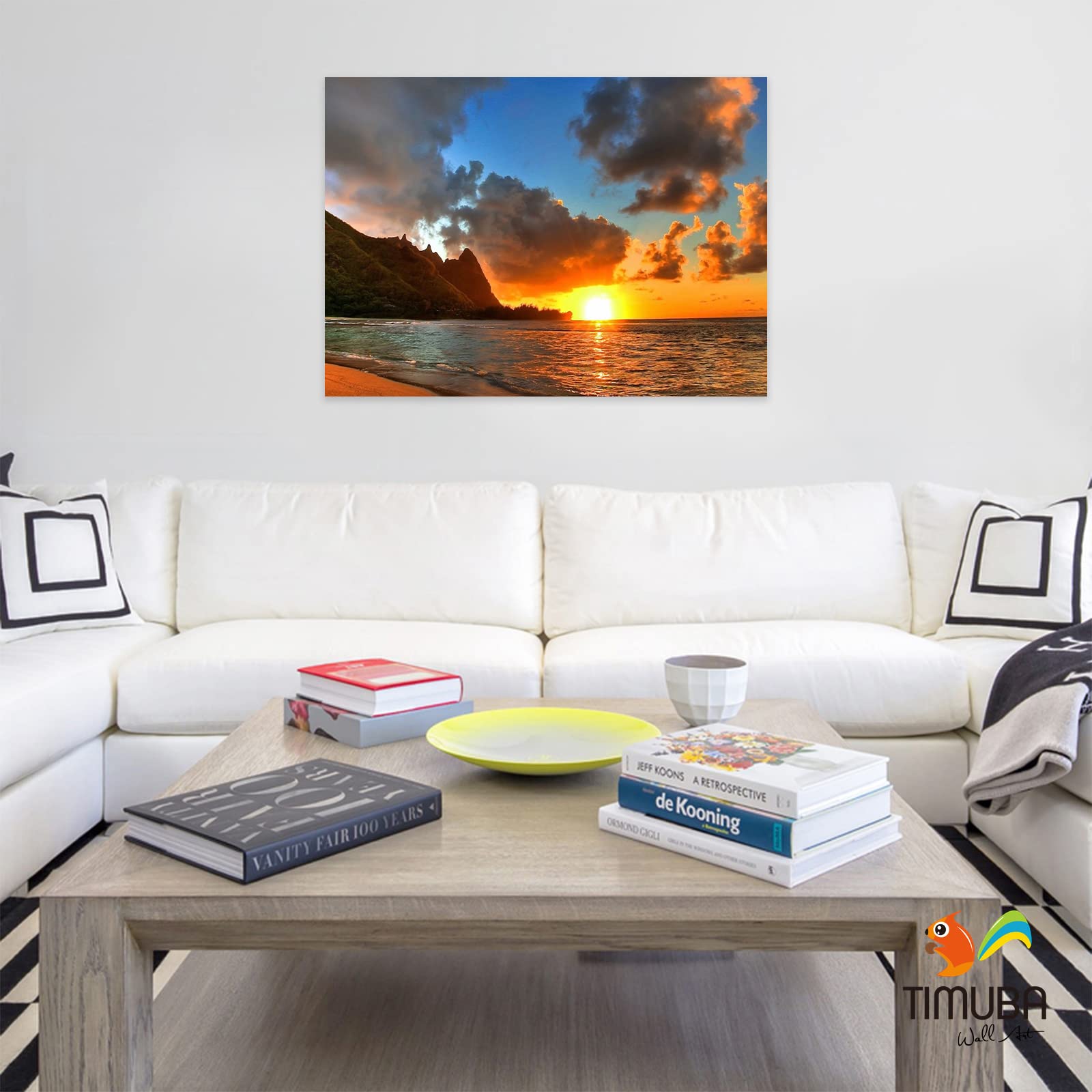 TIMUBA Coastal Sunset Canvas Wall Art - 32x48 Inch Beach Themed Bathroom Decor, Ocean View Bedroom Wall Pictures, Modern Canvas Art for Home & Office Decoration | Perfect for Coastal Style Bathrooms, Beach House Living Rooms & Spa Retreat Wall Decor