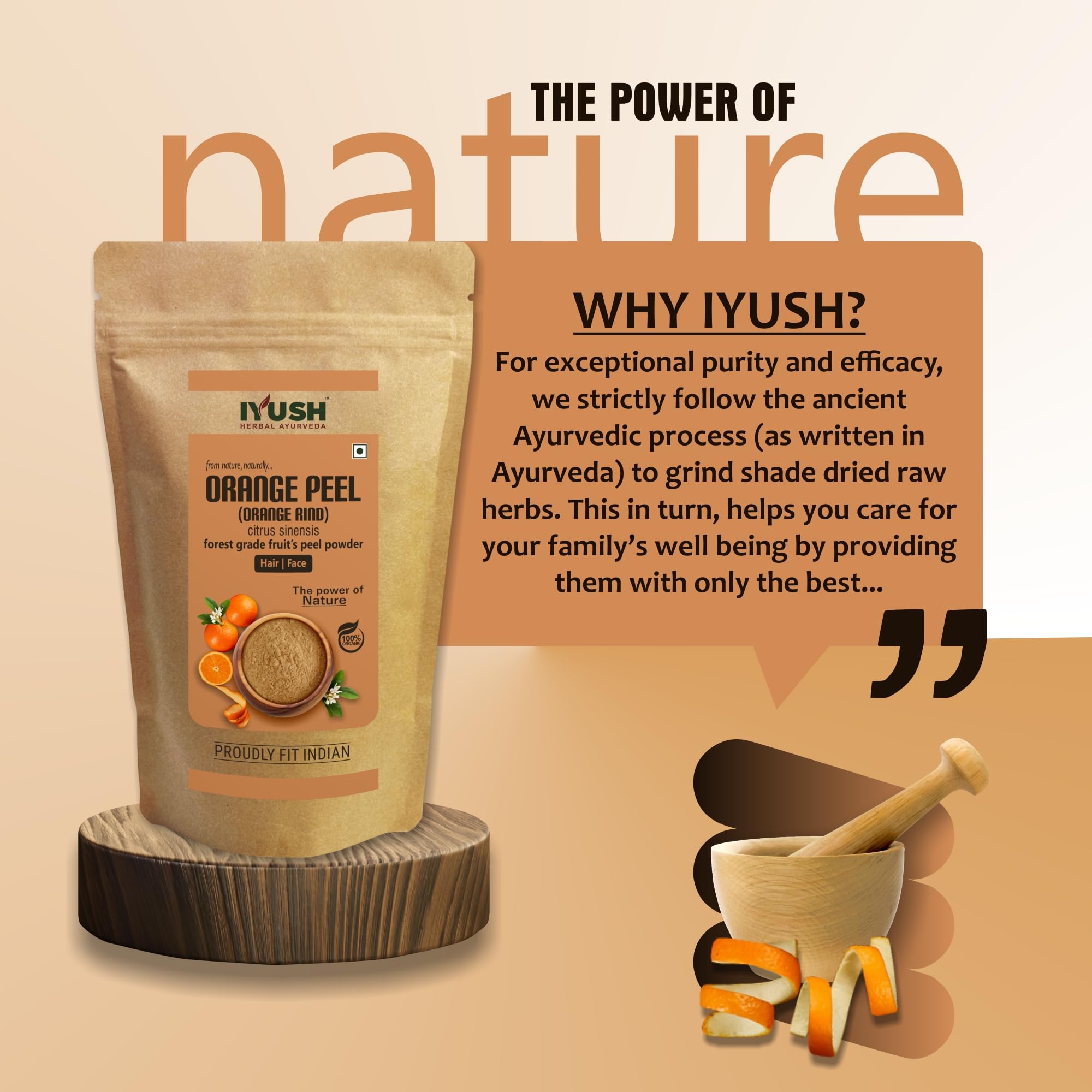 IYUSH Herbal Ayurveda Orange Peel Powder for Skin Whitening & Detan – 900gm | Natural Face Pack for Glowing Skin, Tan Removal & Brightening | DIY Beauty Treatment for Acne, Dark Spots & Uneven Tone