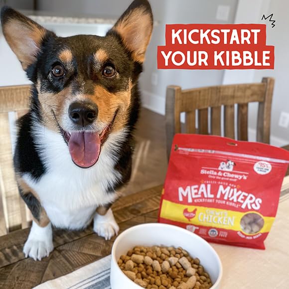 Stella & Chewy's Freeze-Dried Raw Chicken Dog Food Topper - 95% Cage-Free Chicken with Organs & Bone - Grain-Free Meal Mixer for Picky Eaters - 18oz Bag - Perfect for Kibble Topping, Training Treats & Digestive Health