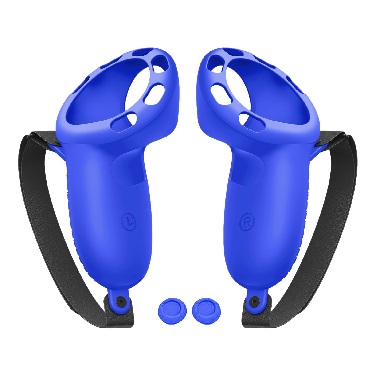 AZURAOKEY Silicone Controller Case for Meta Quest 3 VR Accessories - Non-Slip Grip, 2 Rocker Caps, Adjustable Wrist Strap - Left & Right VR Touch Controller Covers for Enhanced Gaming & Virtual Reality Experience