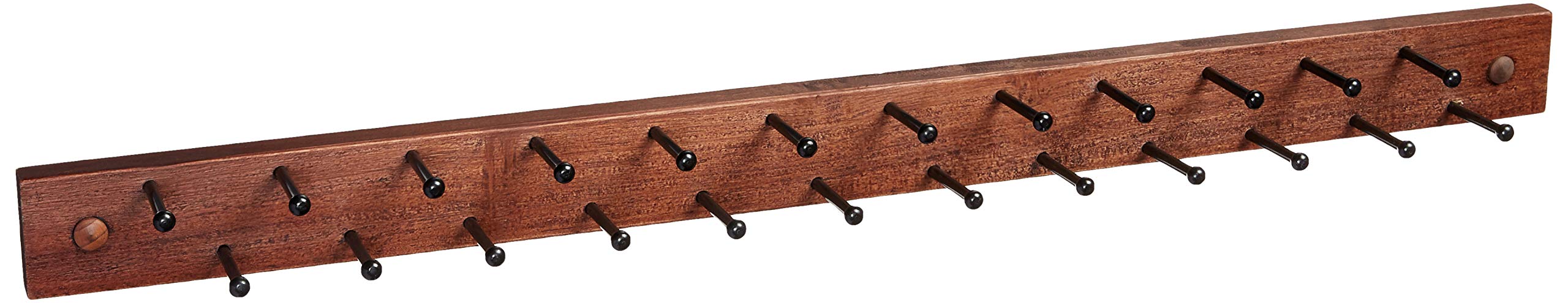 Spectrum Diversified 34480 Wooden Closet Organizer - 24-Peg Wall Mounted Tie & Belt Rack, Scarf & Jewelry Holder - Space Saving Closet Storage Solution for Men's Accessories (Coffee Finish) - Perfect for Bedroom, Walk-in Closet and Dorm Organization