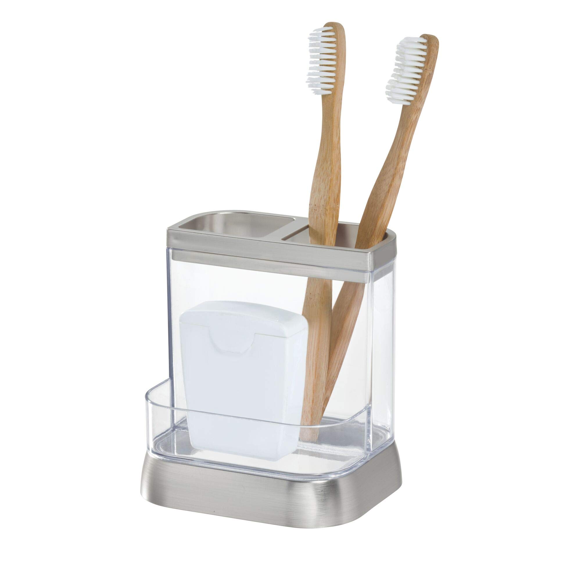 iDesign Haley Vanity Organizer - Clear & Brushed for Bathroom & Desk