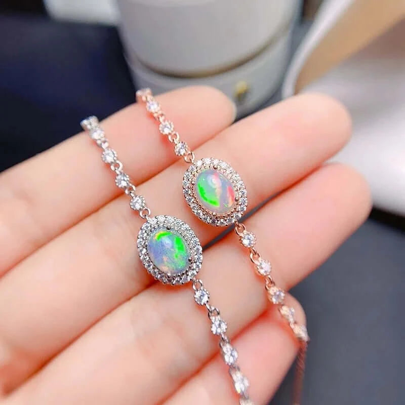 18K Platinum Rose Gold Opal Charm Libra Zodiac Bracelet for Women - Elegant Birthstone Jewelry Gift for Birthday, Anniversary & Special Occasions | Perfect for Daily Wear, Parties & Gifts
