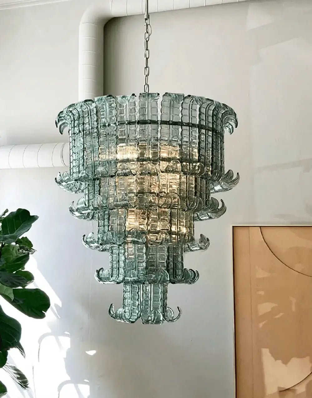 Elegant Cascade Murano Glass Chandelier - Handcrafted Italian Lighting Fixture for Dining Room, Living Room & Bedroom Decor