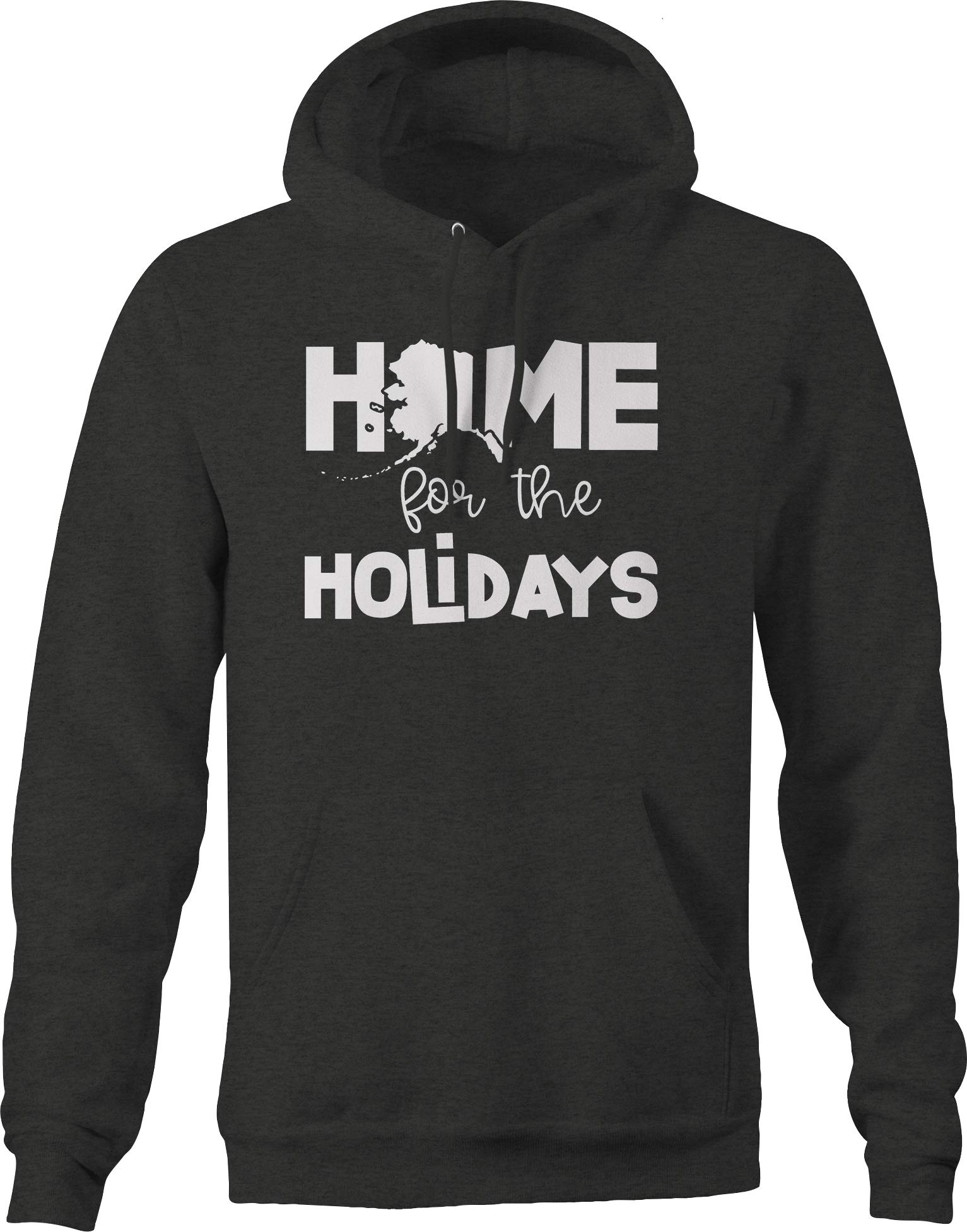 Men's Alaska Travel Hoodie - Dark Grey Winter Sweatshirt for Holiday Trips & Outdoor Adventures