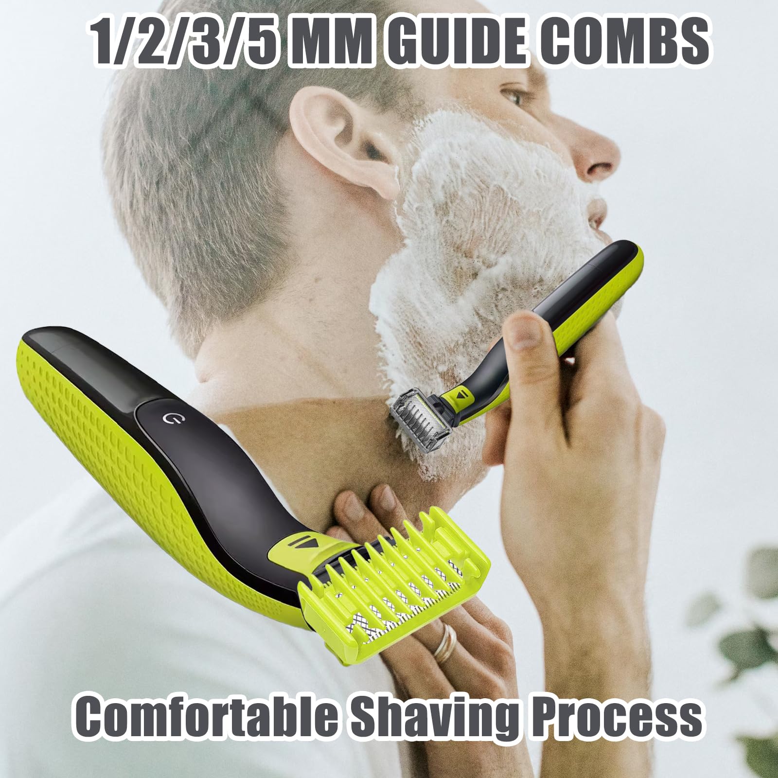 Premium Hair Clipper Blades & Attachments Kit (1/2/3/5mm) - QP2520, QP2530, QP2620, QP2630 Single Blade Replacement for Face & Body Grooming - 7-Piece Professional Barber Accessories Set for Home & Salon Use