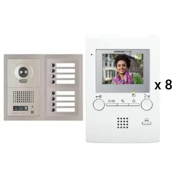 Aiphone GT 8V3 8-Unit Multi-Tenant Video Intercom System with 3.5