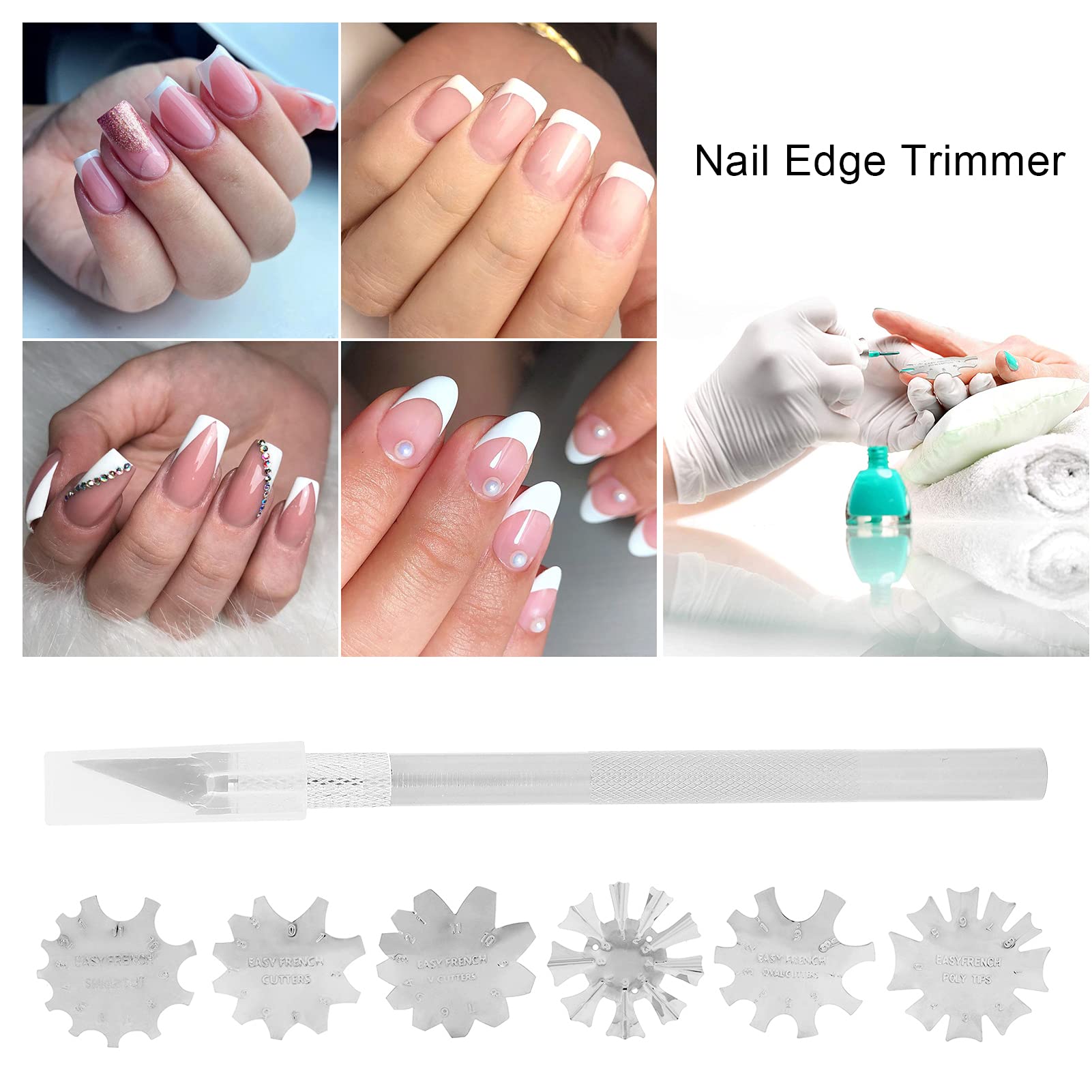 Professional Nail Manicure Edge Trimmer Templates - Easy Grip Silver Nail Edge Guides for Manicurists, Nail Schools & Salons - Perfect for Beginners & DIY Home Nail Care
