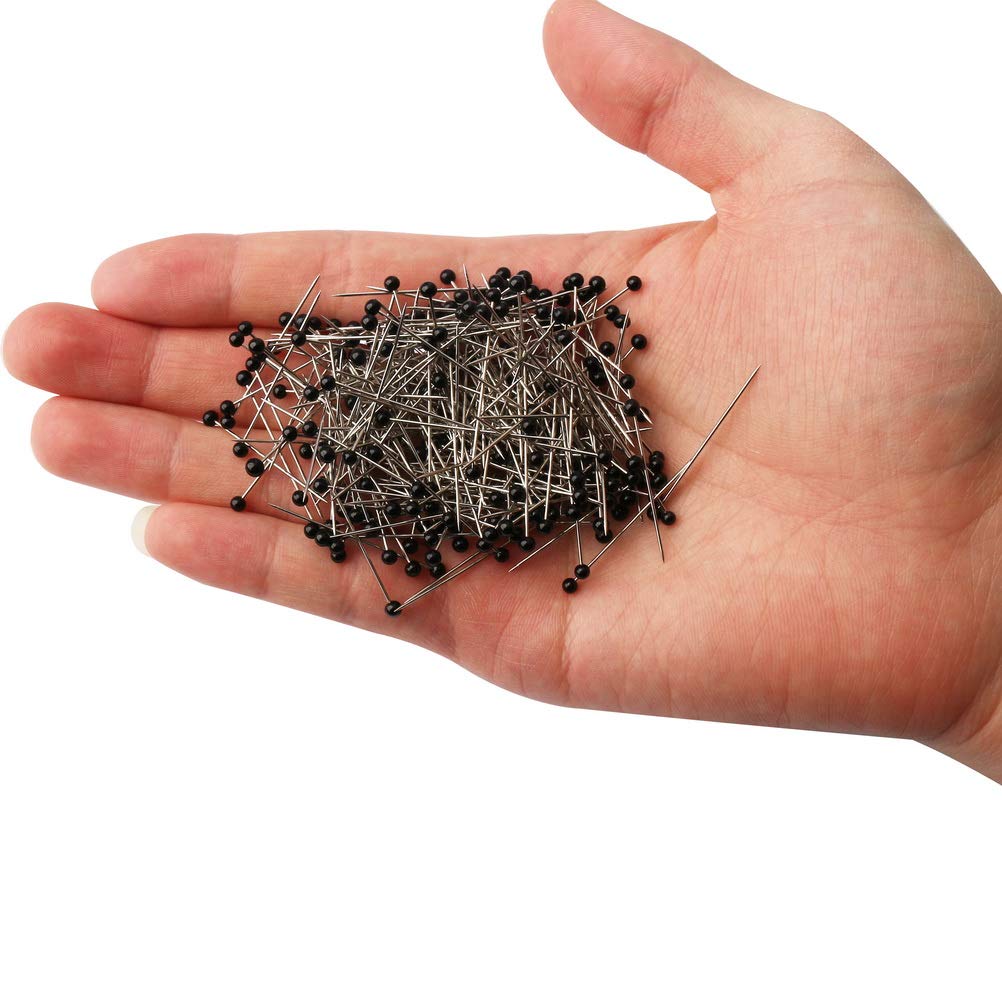 250pcs Ball Head Sewing Pins for Dressmaking & Quilting - Black Glass Head Pins for Jewelry Making