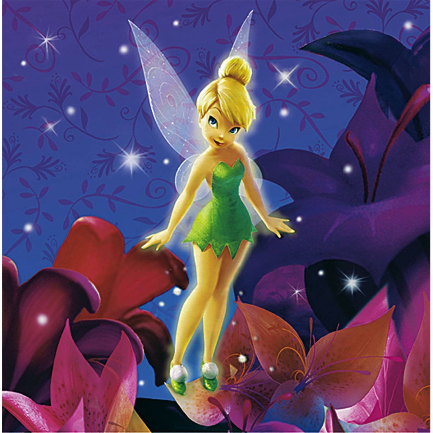 Tinker Bell Disney Fairies Lunch Napkins - 16 Count, Premium Paper Napkins for Kids Birthday Party, Baby Shower, and Themed Celebrations