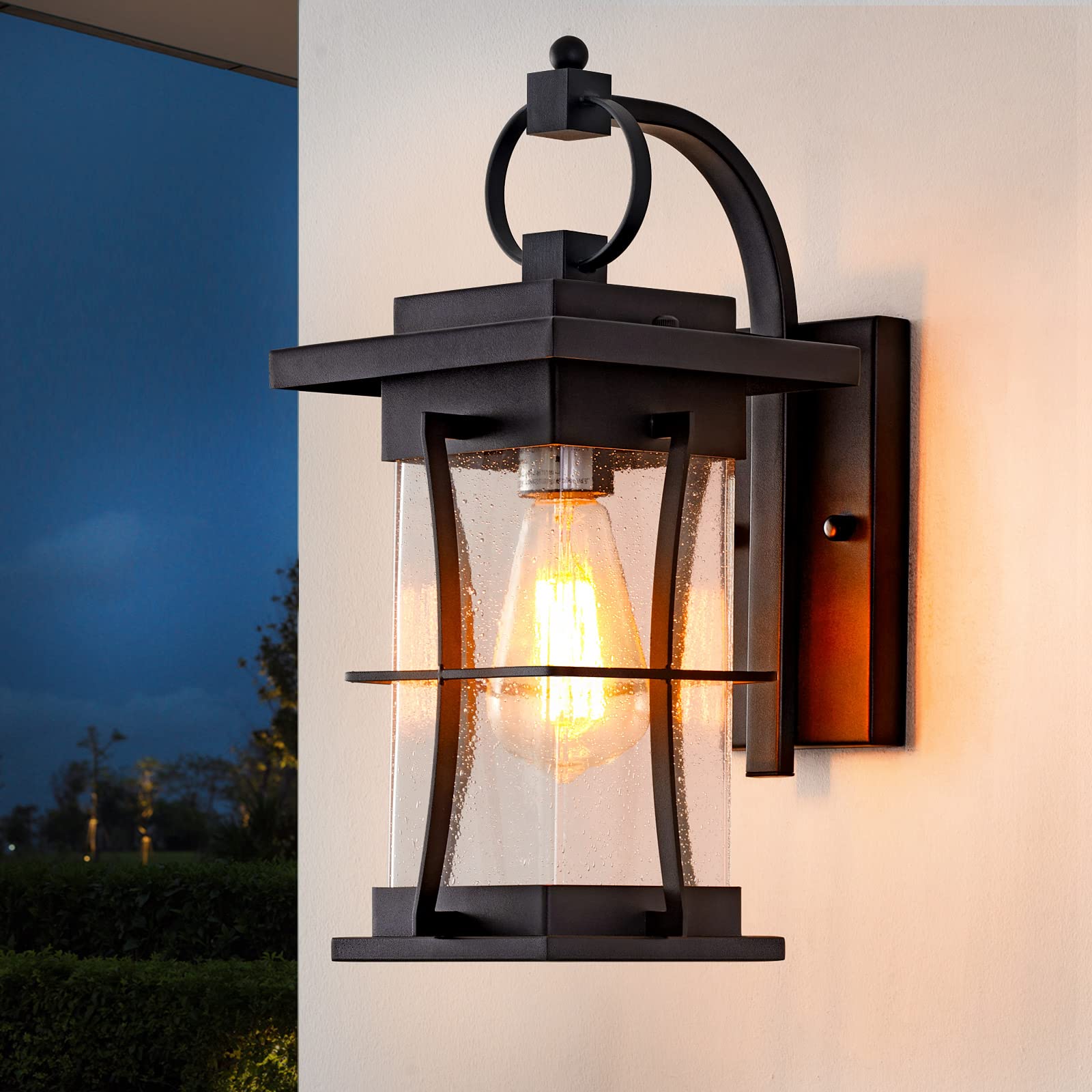 Haodengshi Matte Black Outdoor Wall Lantern - Waterproof Exterior Light Fixture for Patio, Front Porch & Garage | Durable Weatherproof Design for Year-Round Outdoor Lighting