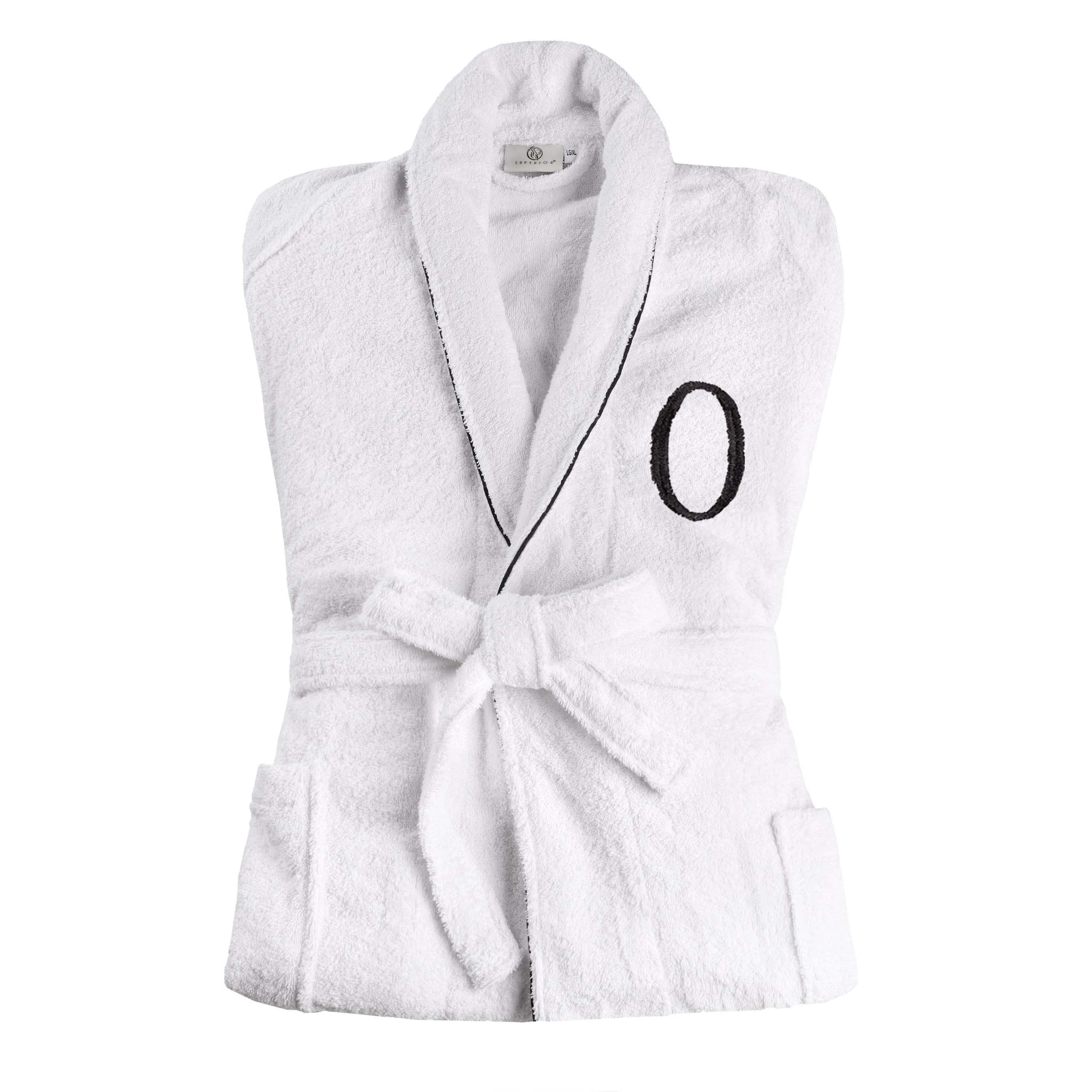 Premium Cotton Unisex Bathrobe for Adults - Soft, Fluffy & Highly Absorbent - White Embroidered Spa Robe for Relaxation, Hotels & Home Comfort
