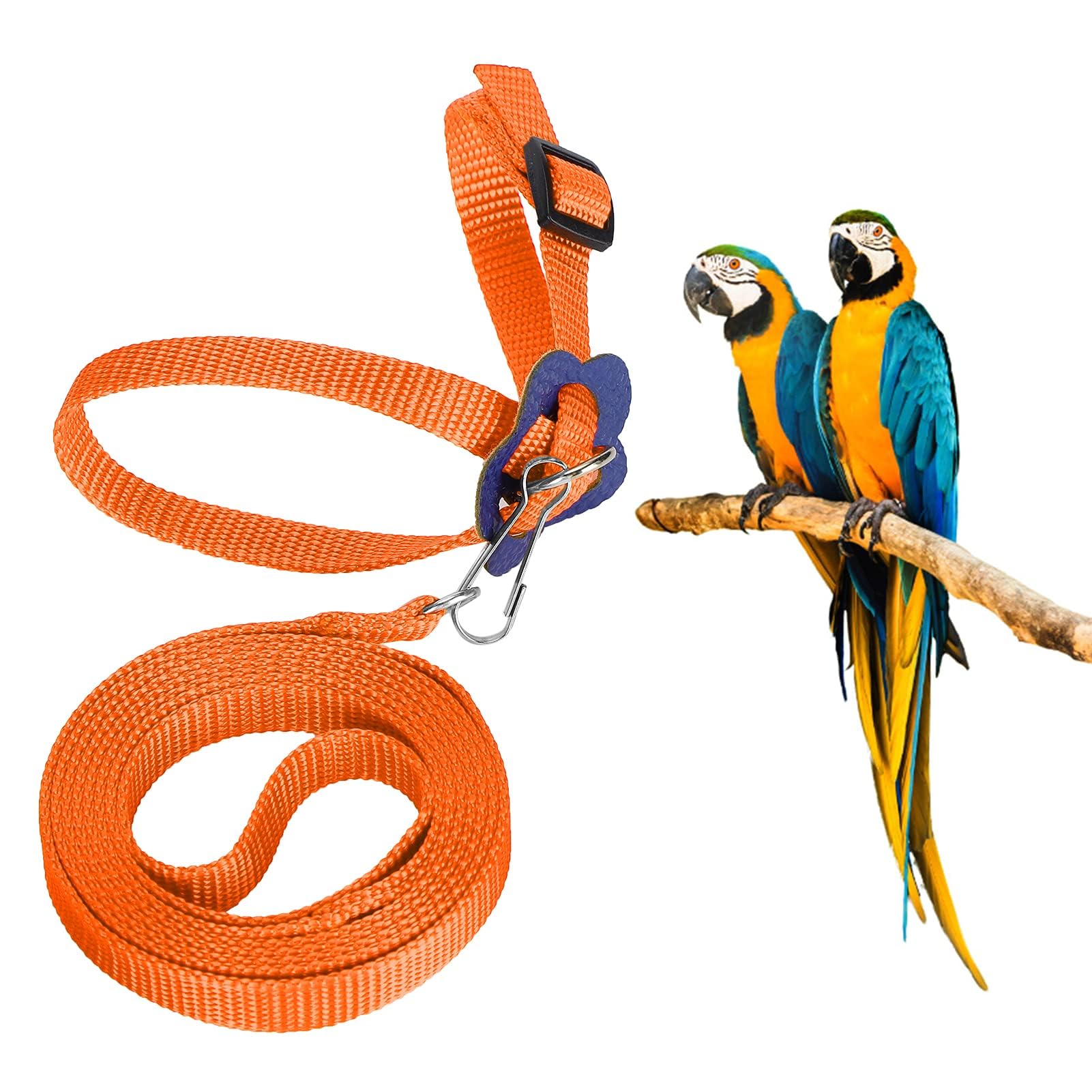 **Adjustable Nylon Parrot Harness & Leash – 120cm Anti-Bite Training Rope for Outdoor Flying – Perfect for Alexandrine, Scarlet, Keck & Mini Macaw Birds (Orange) – Ideal for Training, Outdoor Adventures & Safe Flight Exercises**
