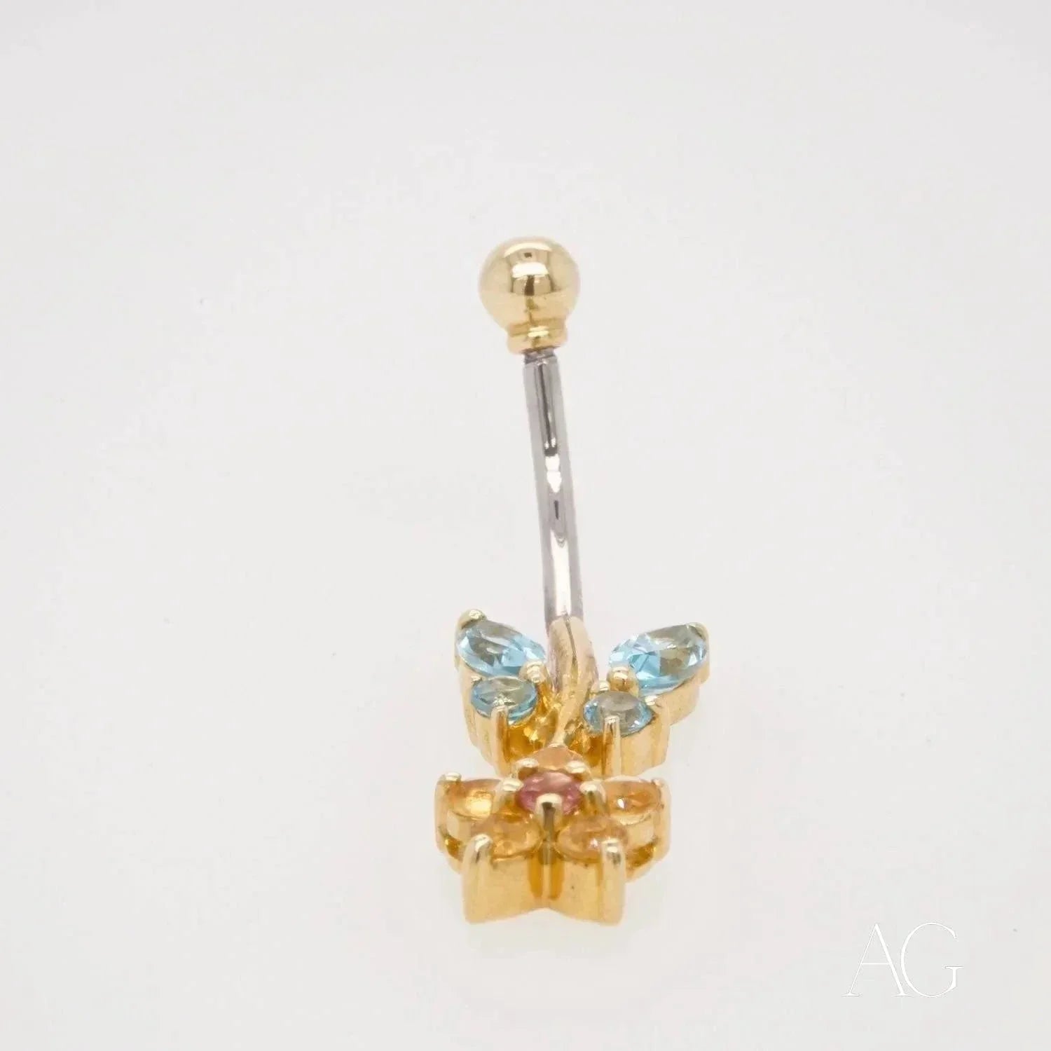 Premium 14K Gold Topaz Belly Button Ring - Elegant Navel Piercing Jewelry for Women, Perfect for Beach, Parties & Everyday Wear