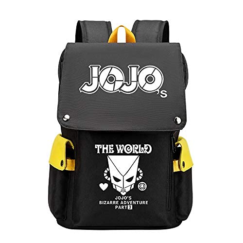 Anime Cartoon Unisex School Backpack with USB Charging Port & Headphone Jack - Lightweight Laptop Bag for College Students (Yellow) | Perfect for School, Travel & Daily Commute