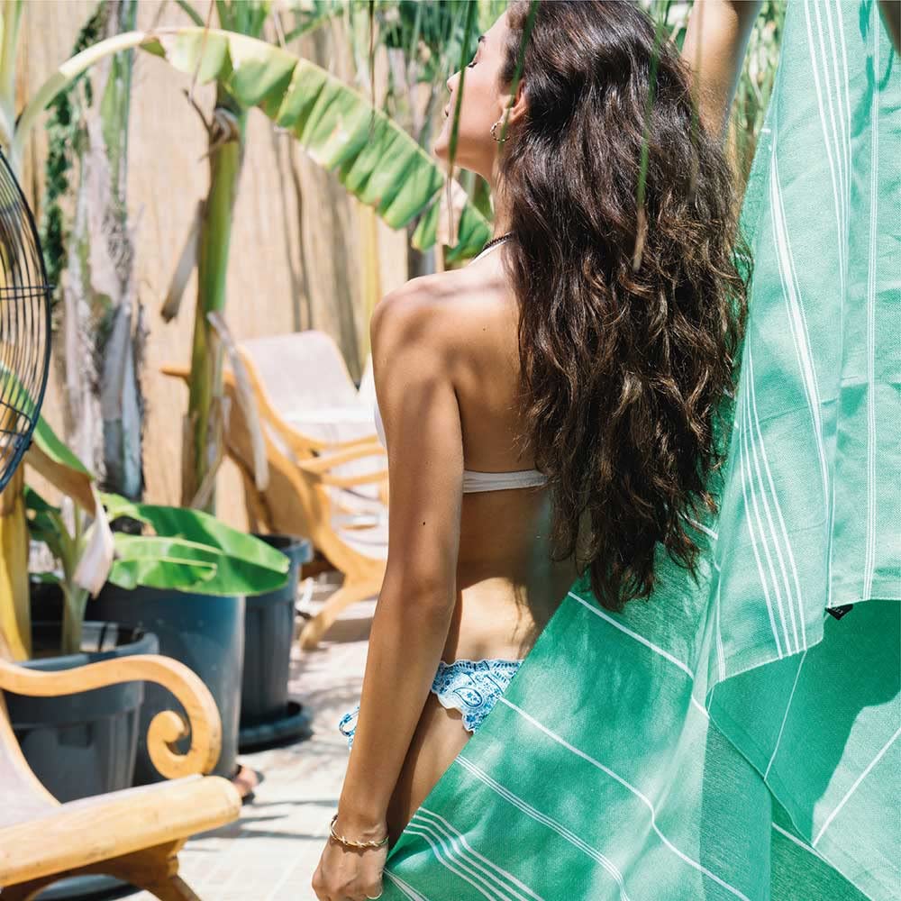 Turkish Beach Towel - Oversized 37x68, Quick-Dry & Sand-Free - Perfect for Pool, Beach & Travel (Green)