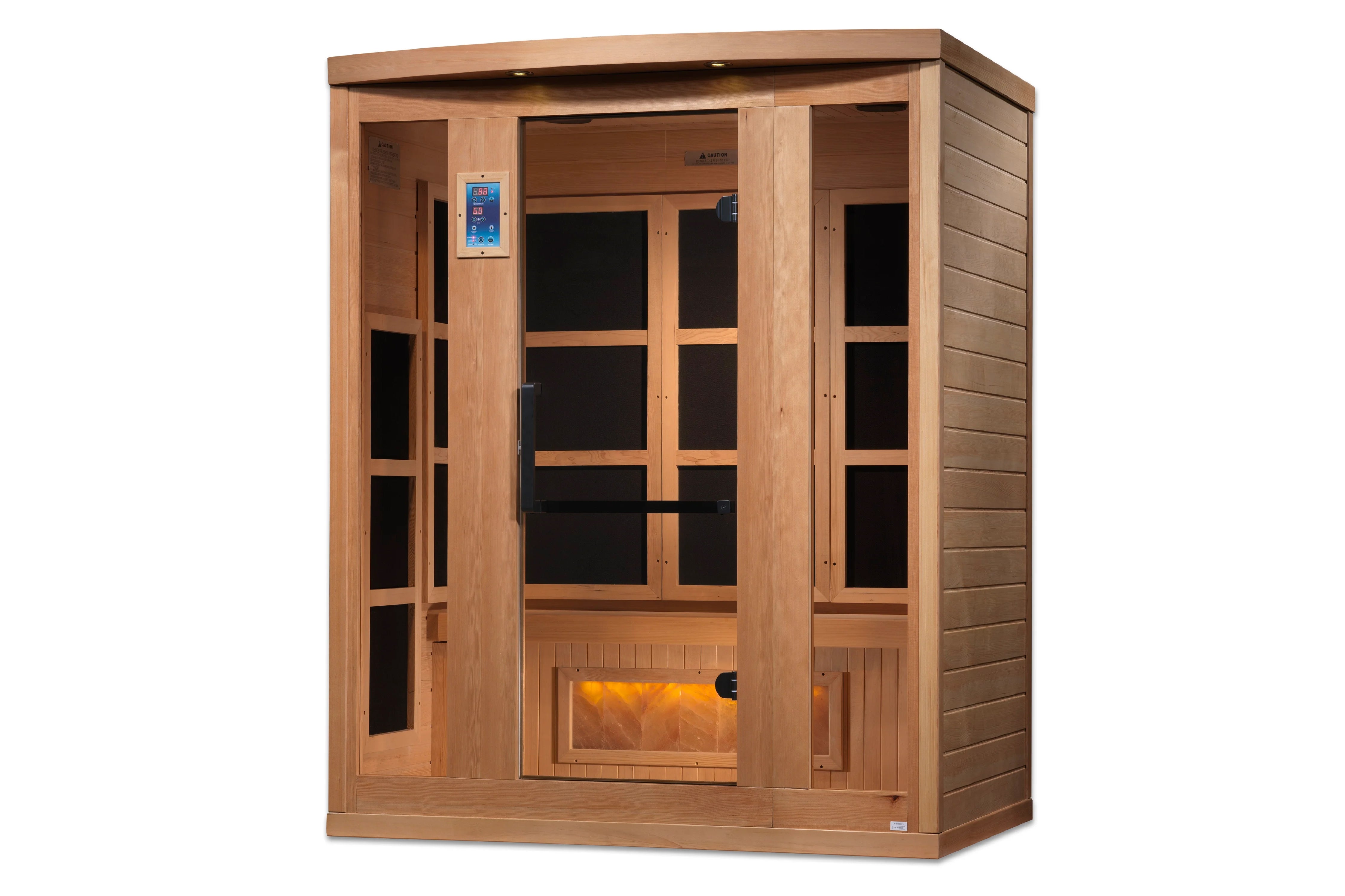 Golden Designs 3 Person Full Spectrum Near Zero EMF FAR Infrared Sauna with Himalayan Salt Bar - Home Spa, Detox & Relaxation Therapy for Wellness Enthusiasts