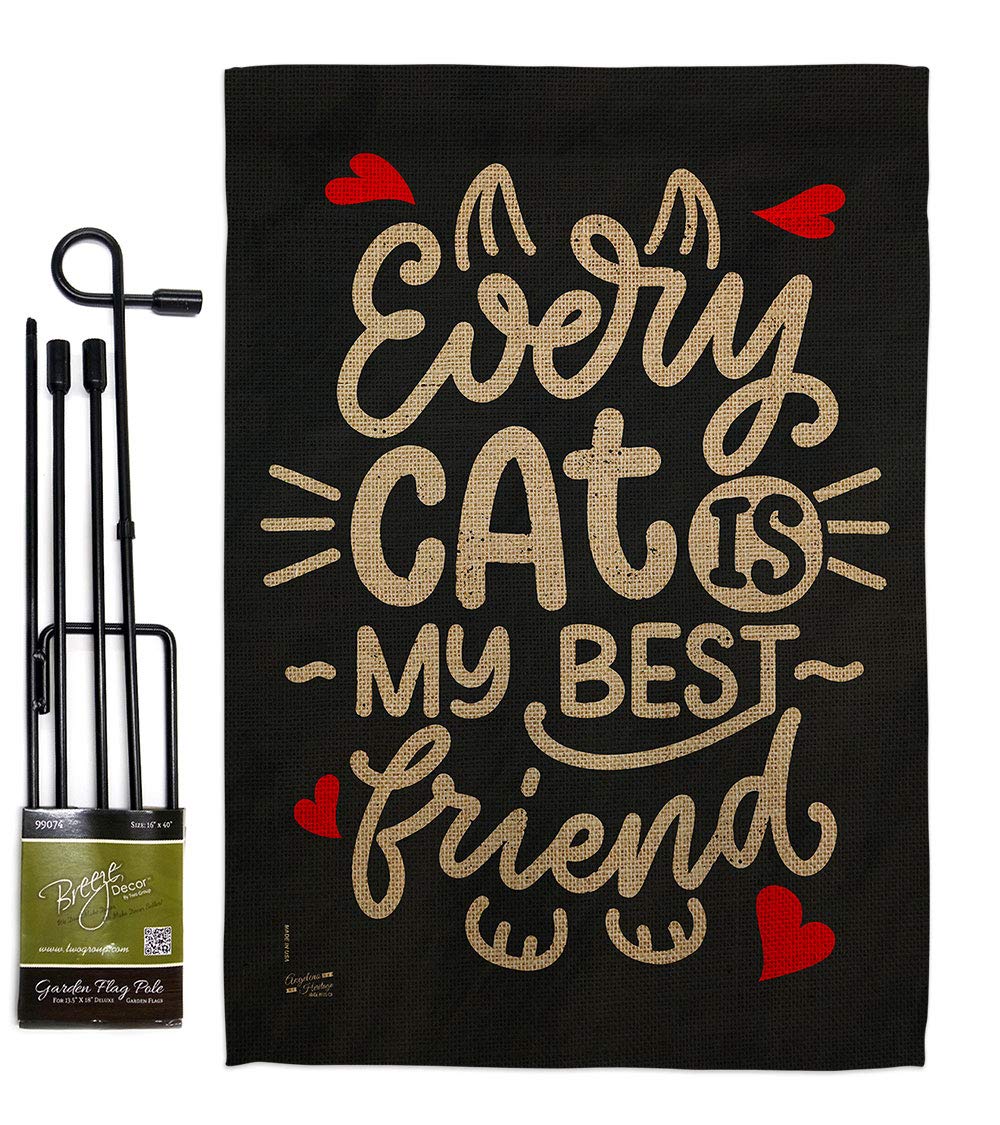 Cat Garden Flag Set with Stand - Double-Sided Pet Yard Decor for Home & Farm