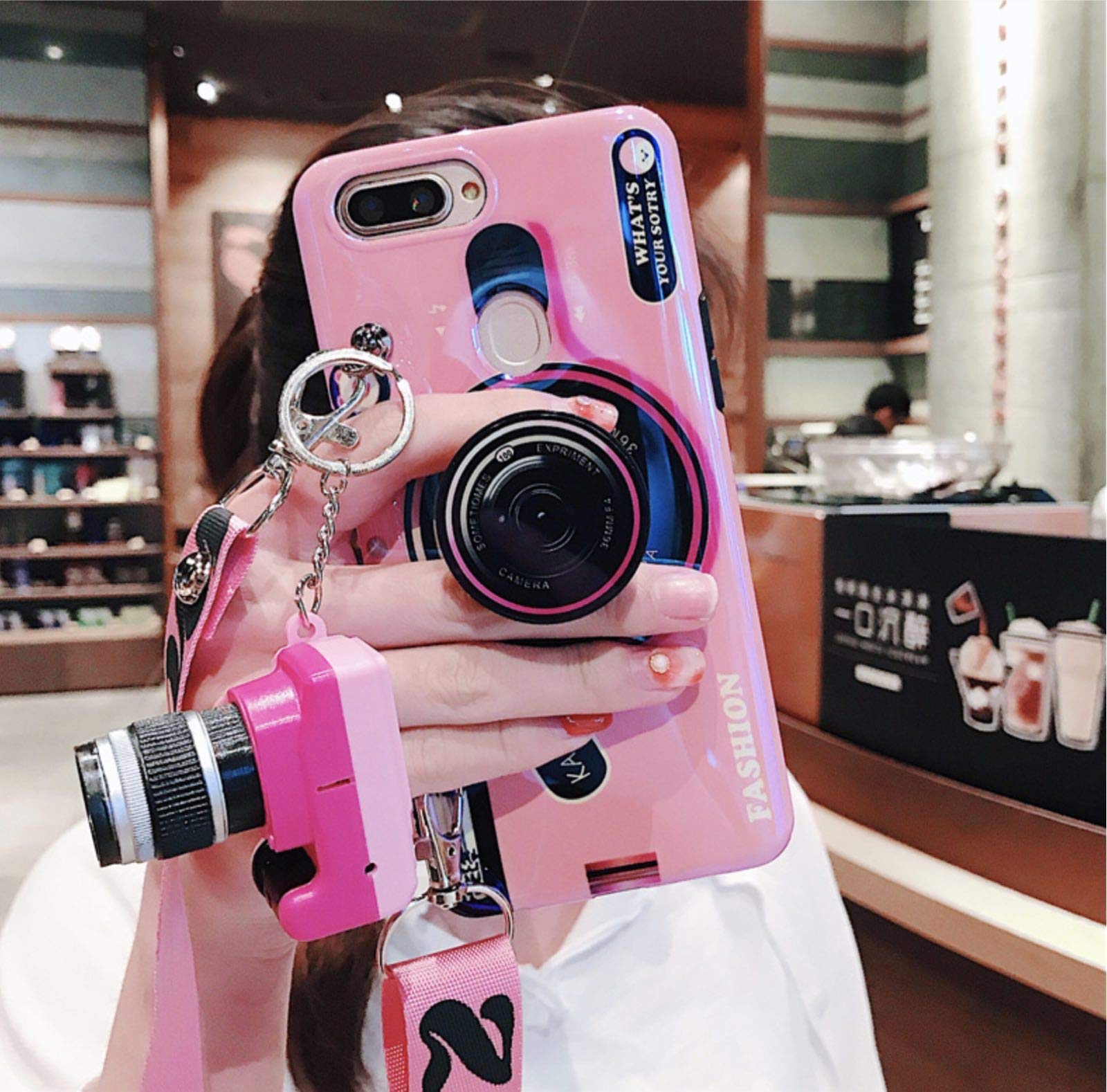 Premium iPhone X/XS Case (5.8 inch) - Fashion Lanyard, Blue Ray Camera Protection, Lightweight Soft TPU Cover with Bling Design (Pink) - Perfect for Daily Use, Travel & Outdoor Activities